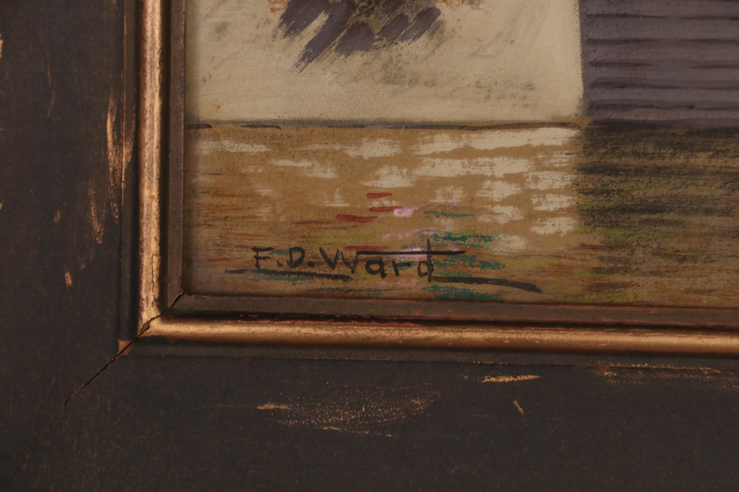 F.D. Ward Gouache Painting of Waterfront House, Early 20th Century