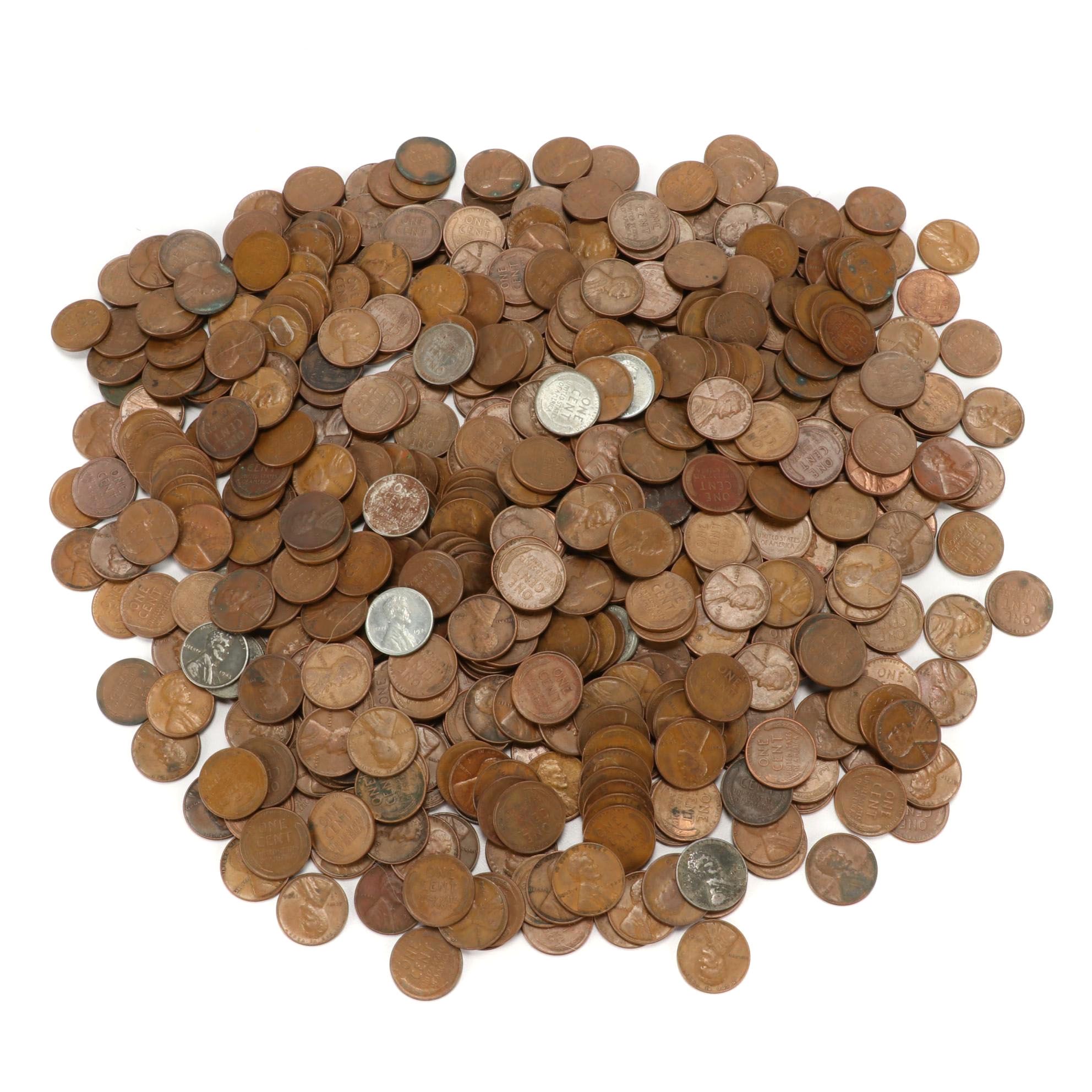 500 Lincoln Wheat Cents, 1910s-1950s