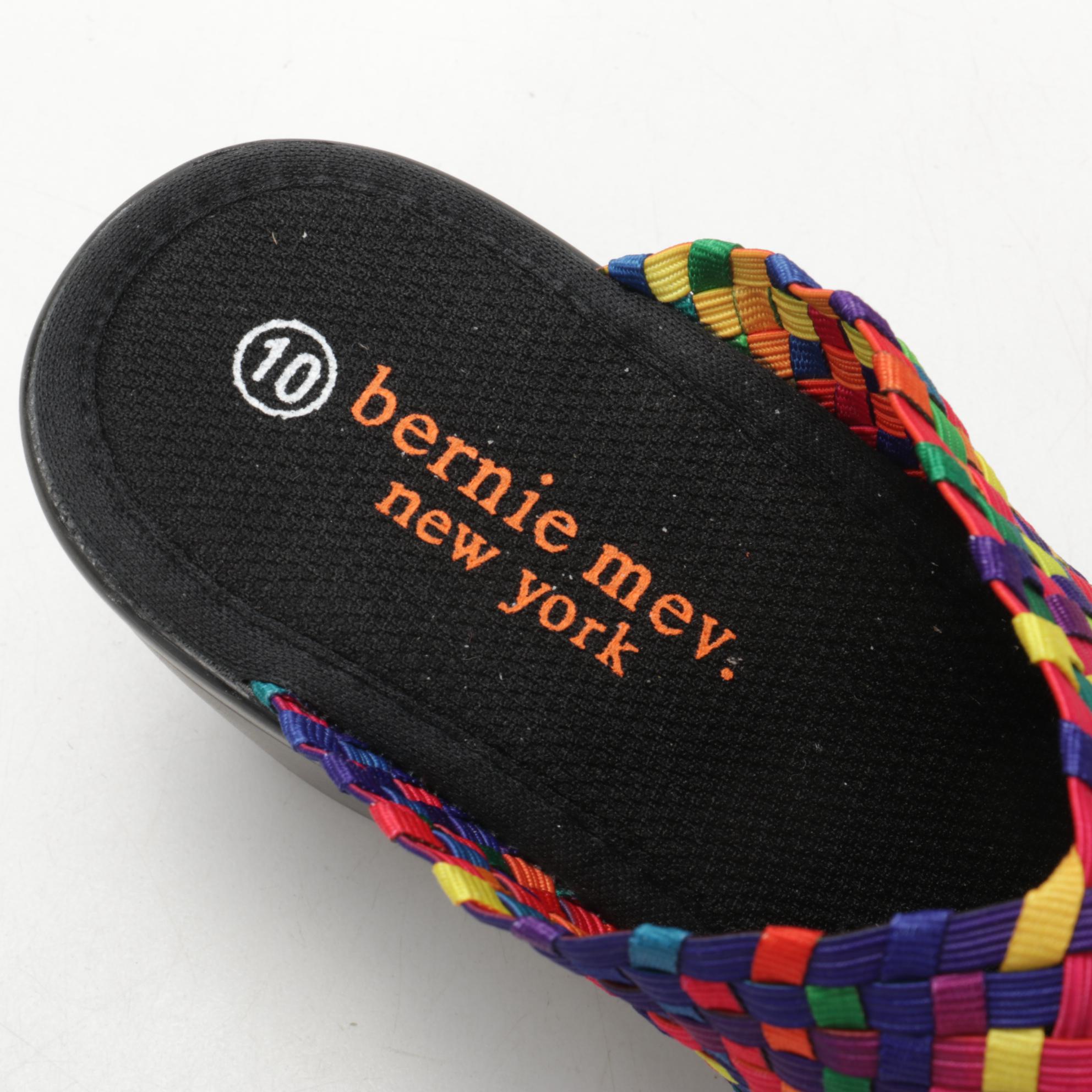 Bernie Mev New York Basket Weave Peep-Toe Mules in Rainbow