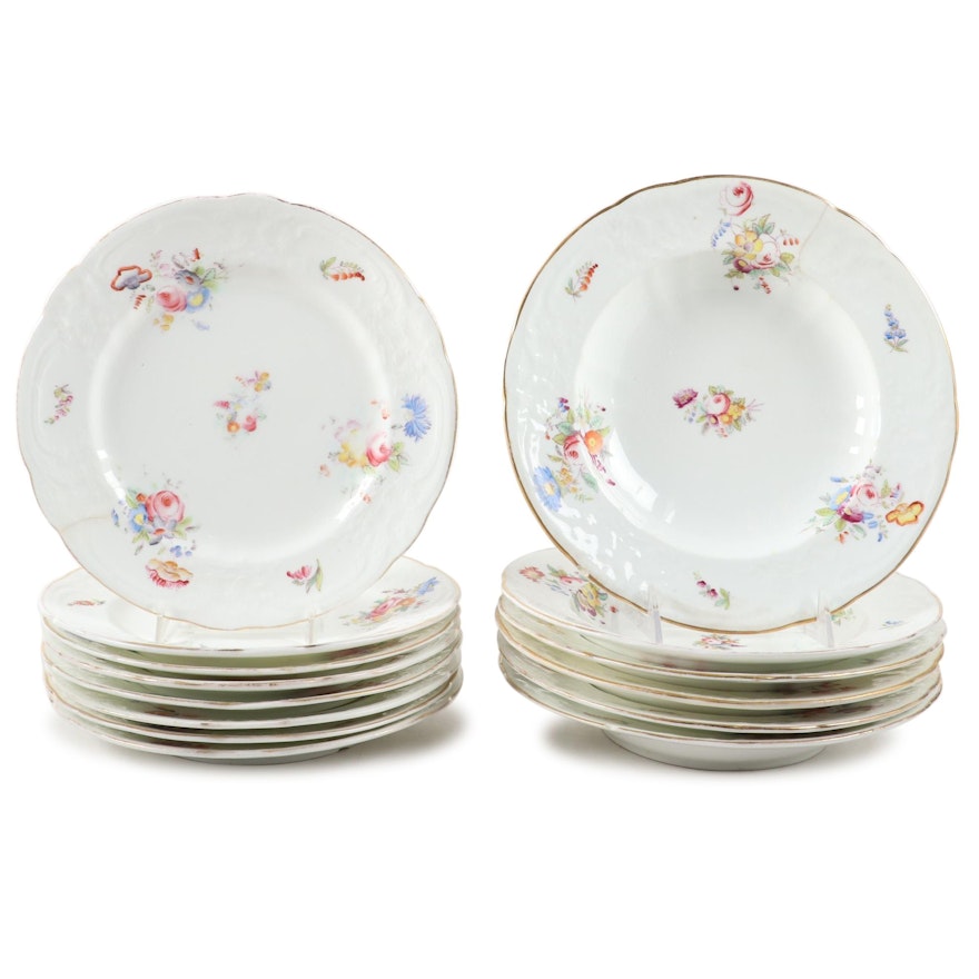 Coalport "Sevres Group" Porcelain Dinner Plates and Rimmed Bowls