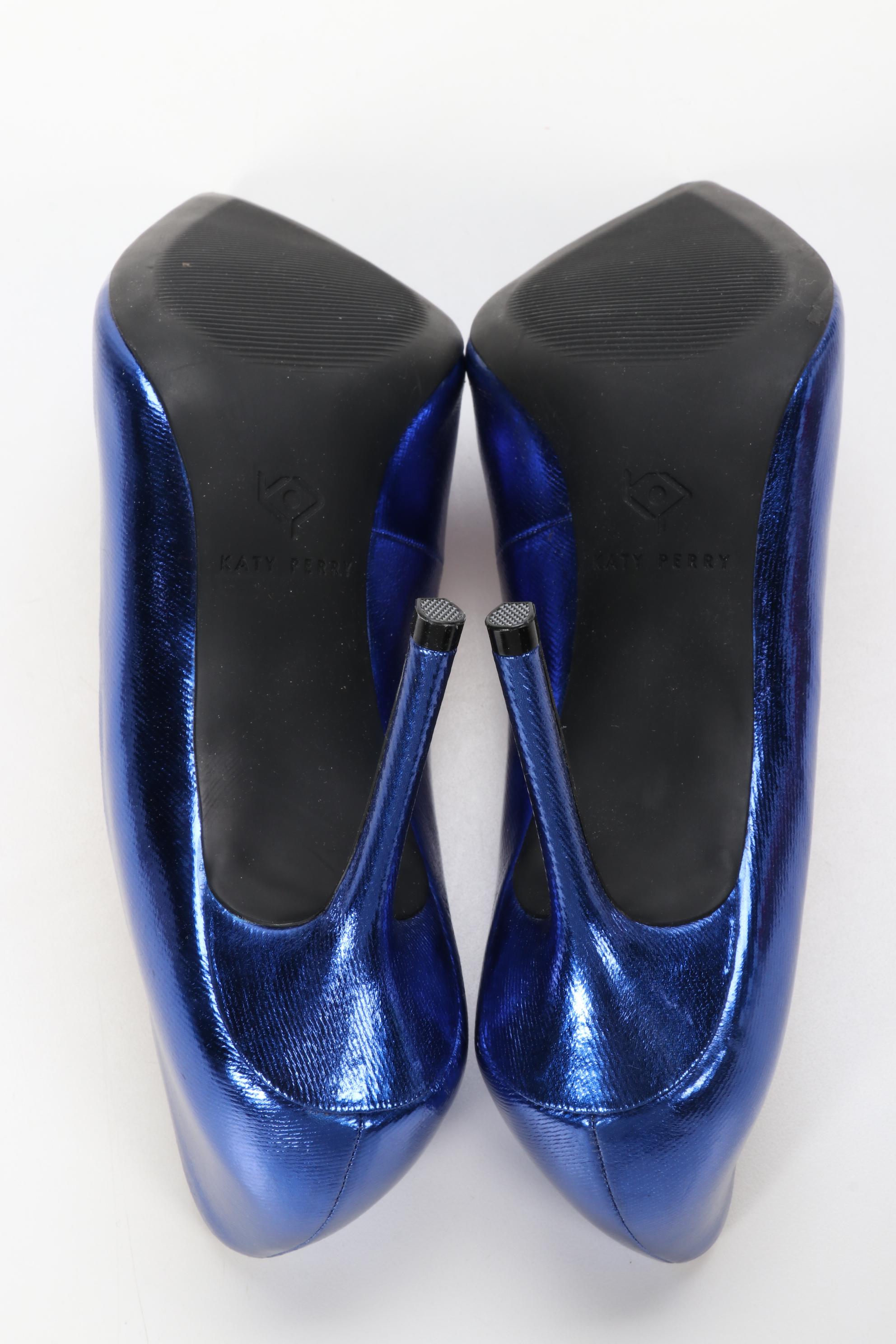 Katy Perry "The Sissy" Metallic Canvas Pumps in Surfer Blue