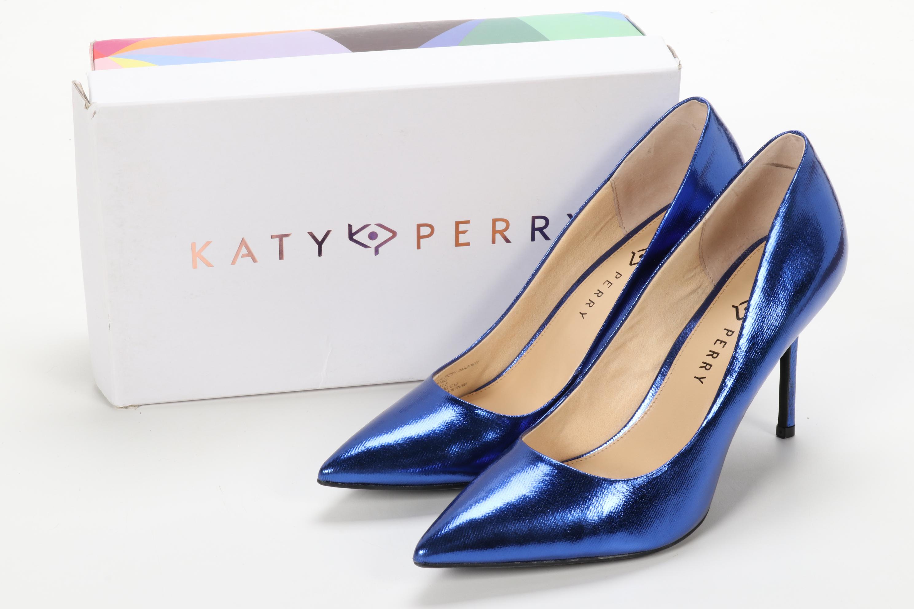 Katy Perry "The Sissy" Metallic Canvas Pumps in Surfer Blue