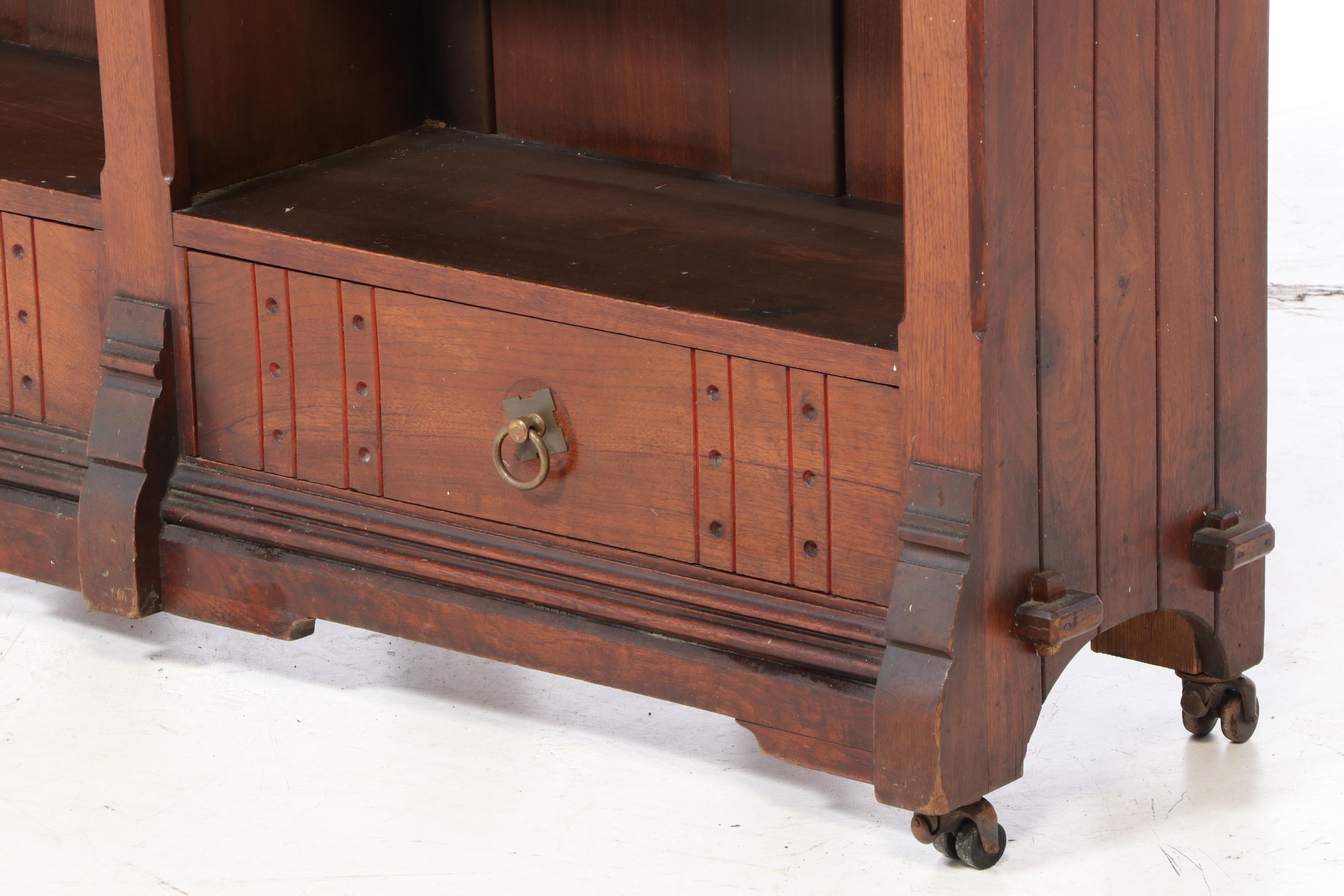 Victorian Walnut and Burl Walnut Library Bookcase, Late 19th Century