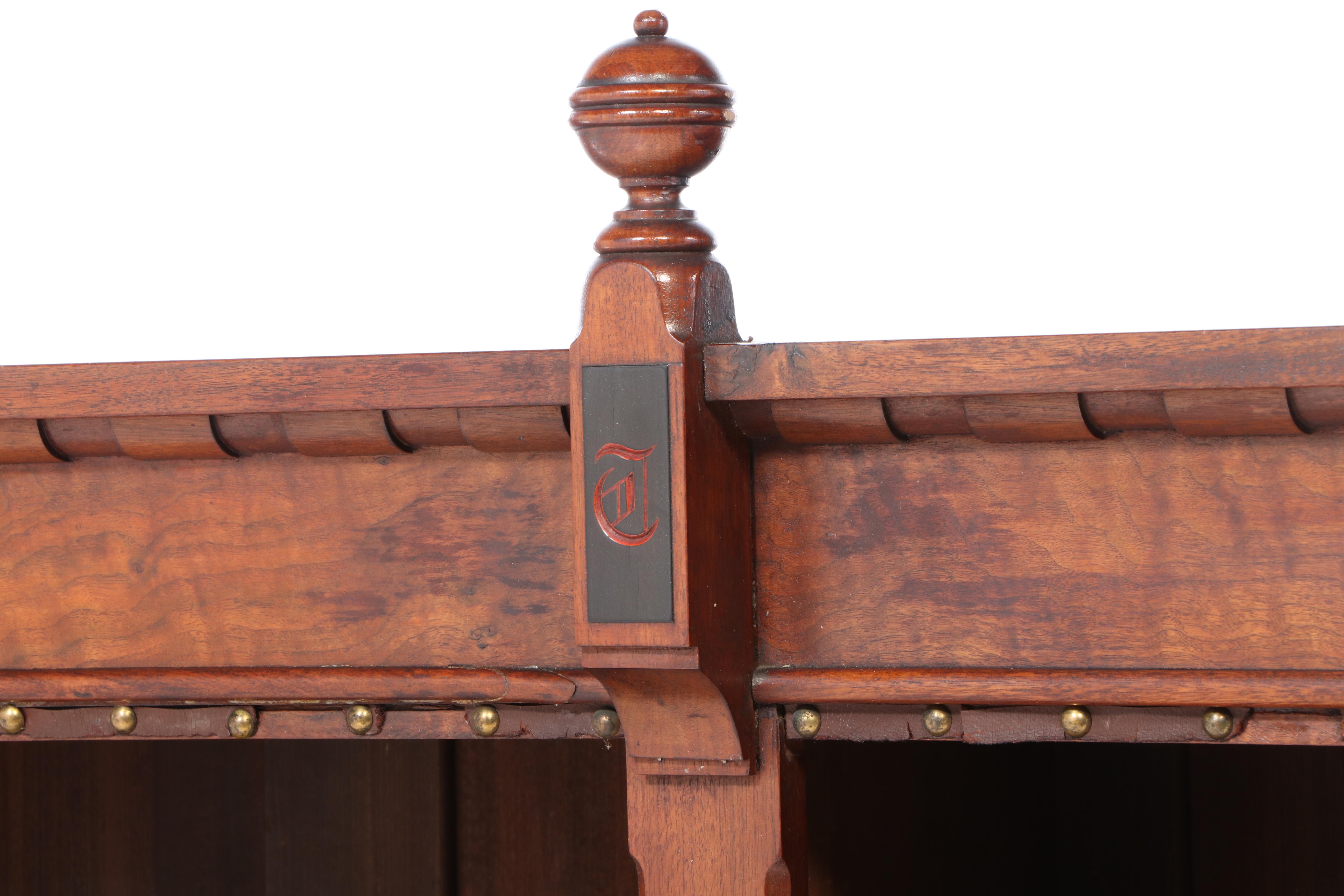 Victorian Walnut and Burl Walnut Library Bookcase, Late 19th Century