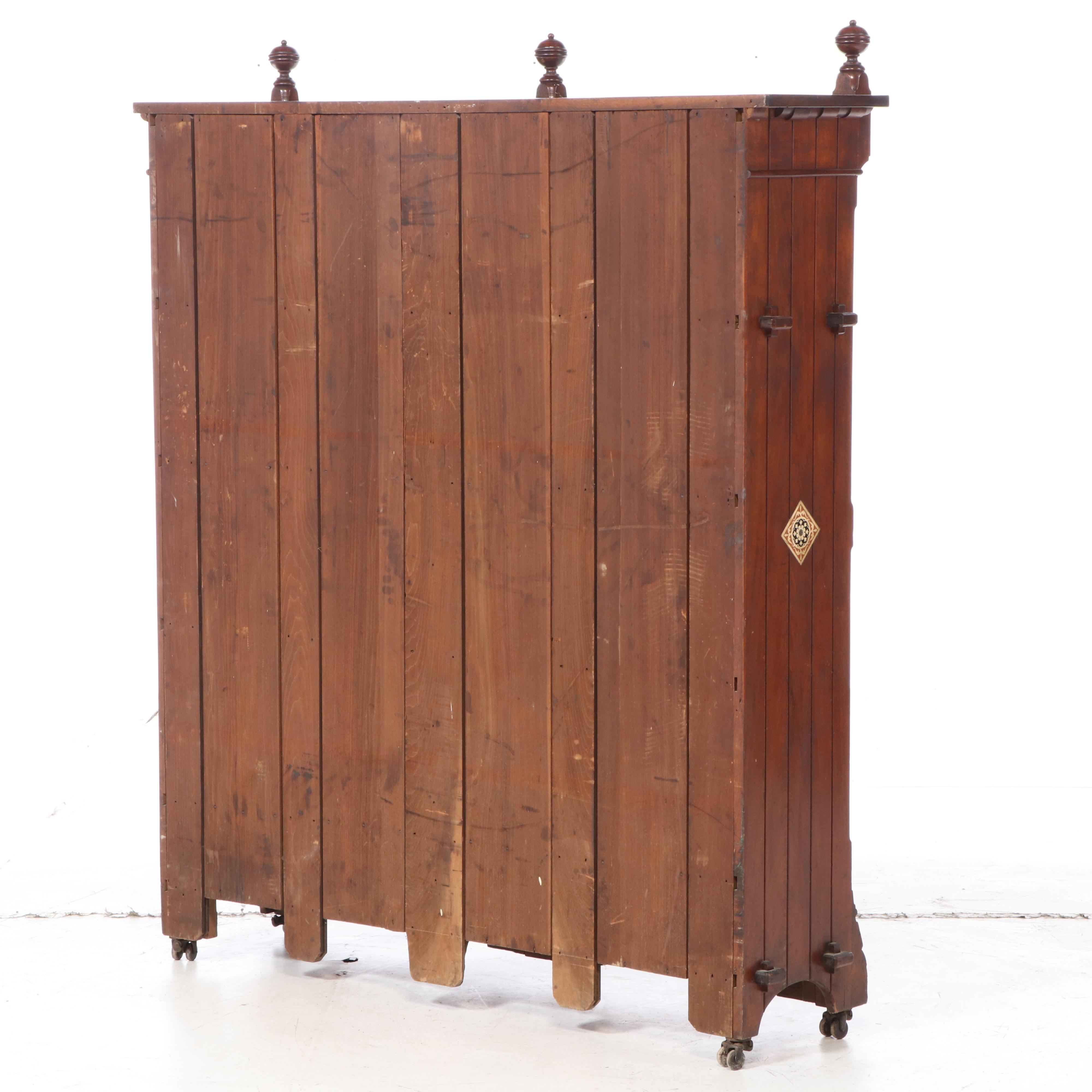 Victorian Walnut and Burl Walnut Library Bookcase, Late 19th Century