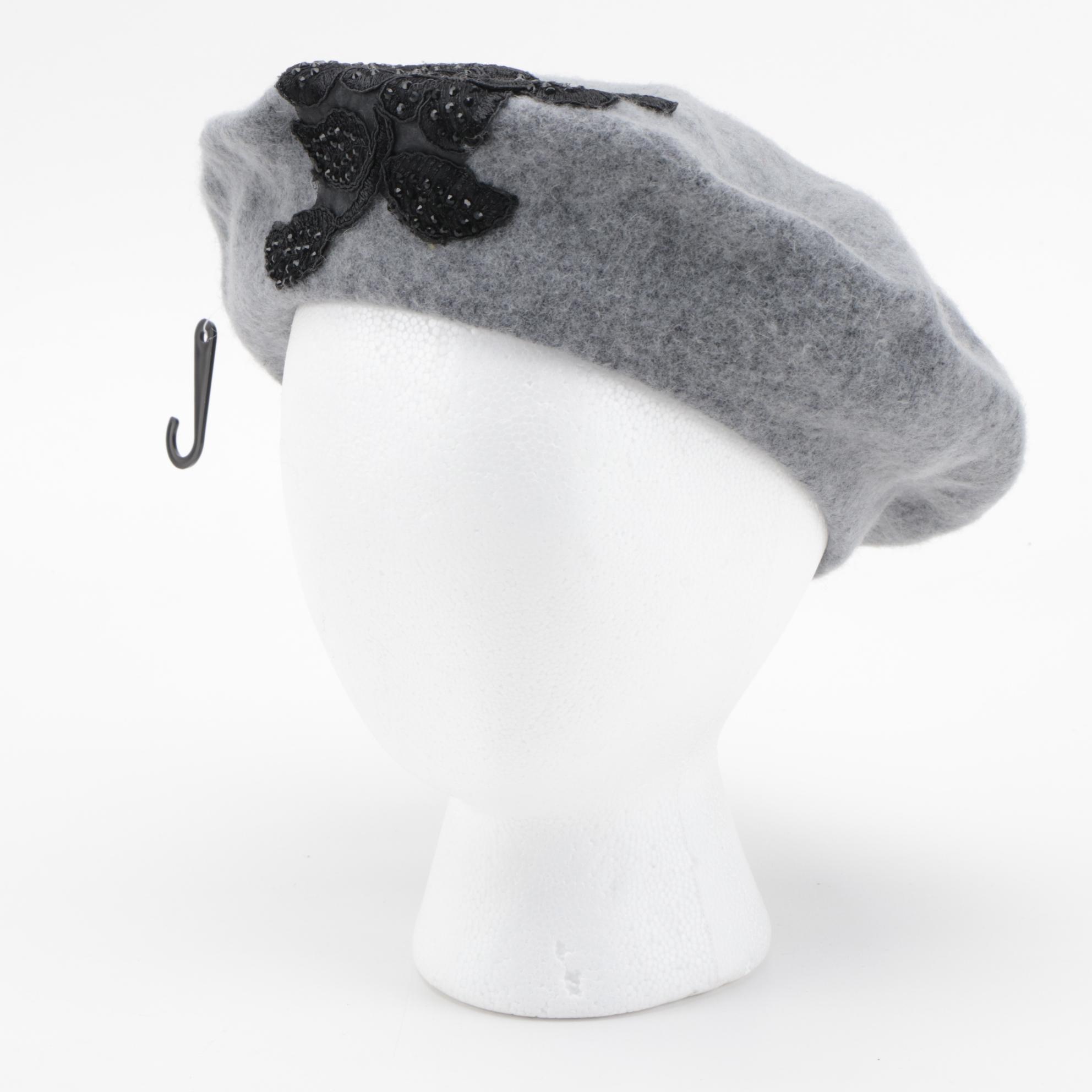 August Hat Company Gray Barrett with INC Black Faux Fur Infinity Scarf