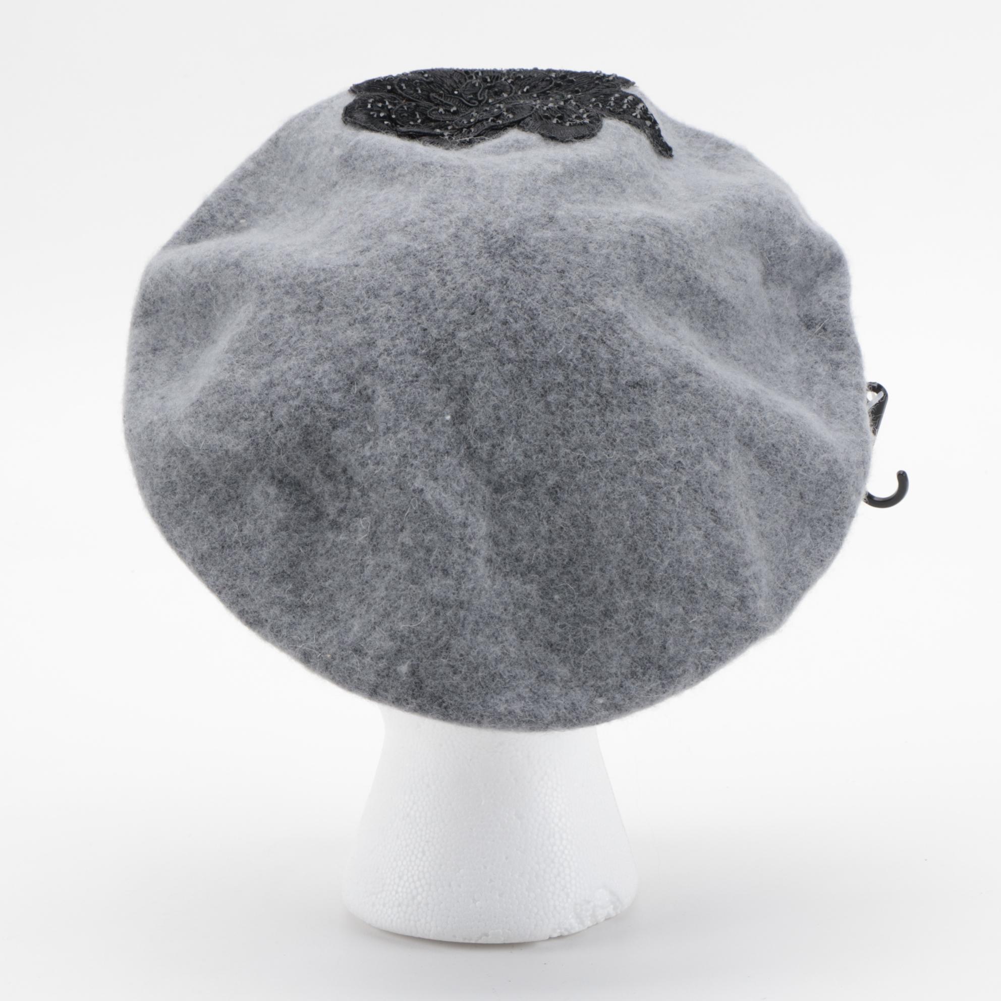 August Hat Company Gray Barrett with INC Black Faux Fur Infinity Scarf