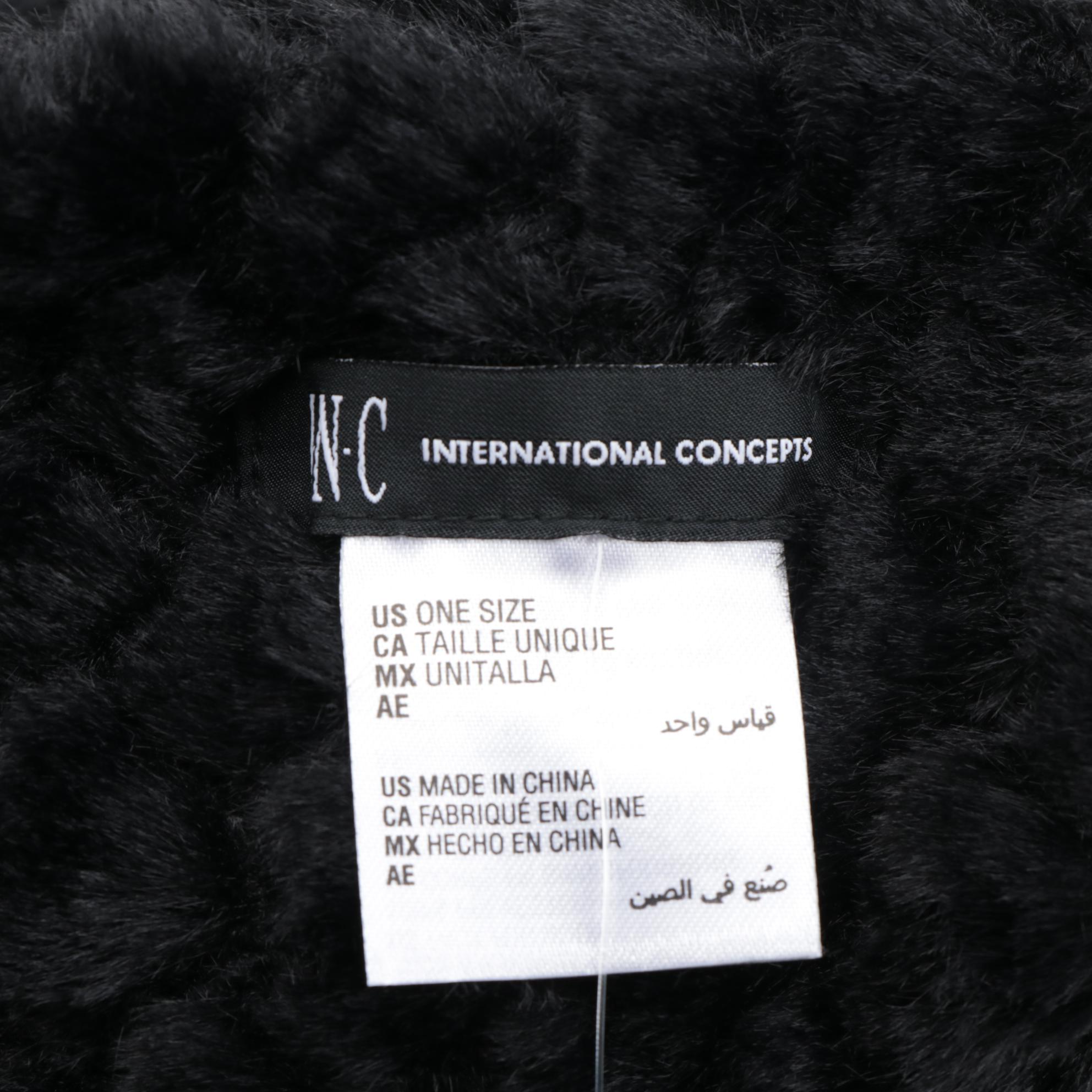 August Hat Company Gray Barrett with INC Black Faux Fur Infinity Scarf