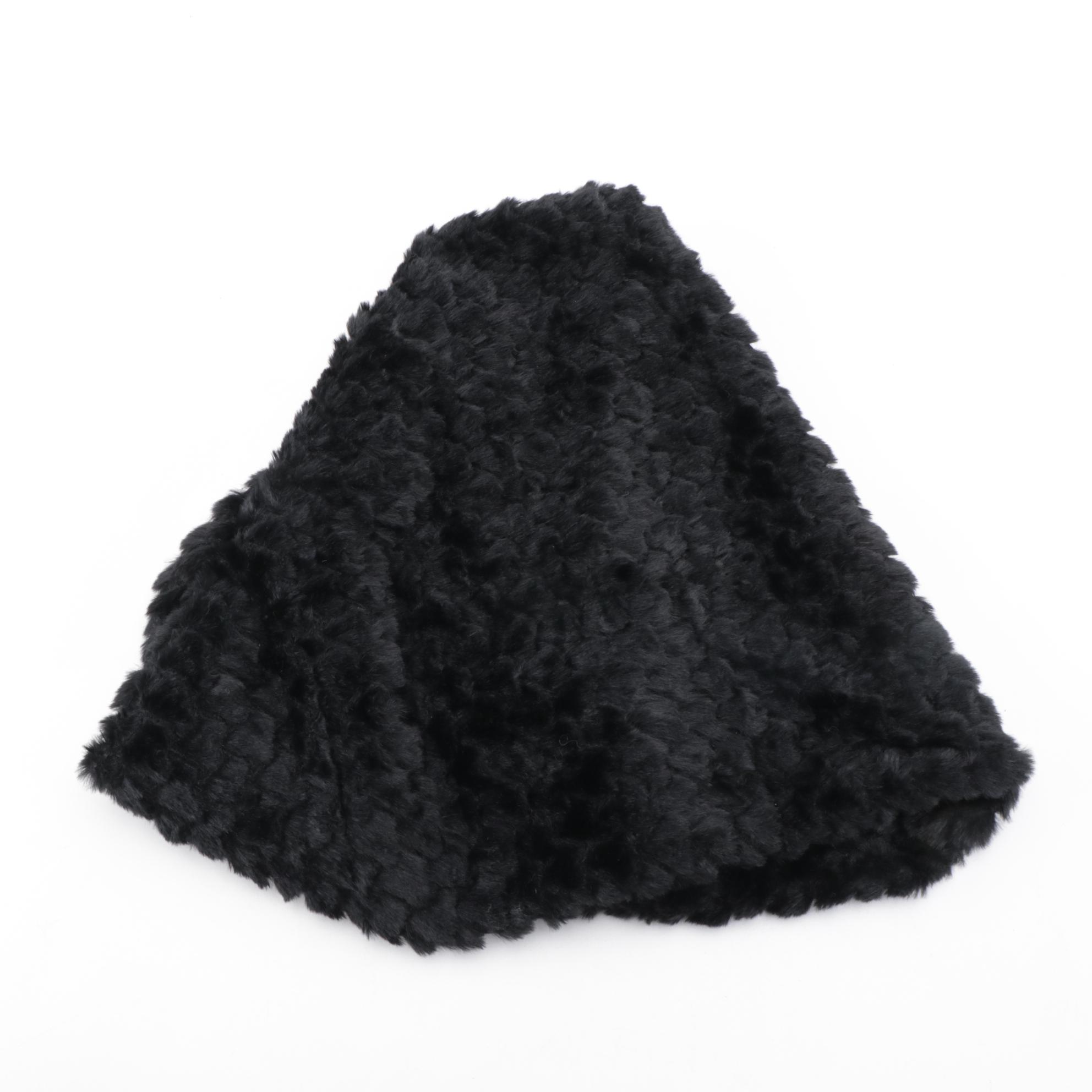 August Hat Company Gray Barrett with INC Black Faux Fur Infinity Scarf