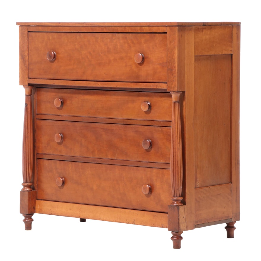 American Empire Cherrywood Four-Drawer Chest, Mid-19th Century