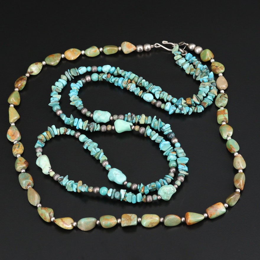 Turquoise Necklace and Relios Sterling Turquoise Necklace