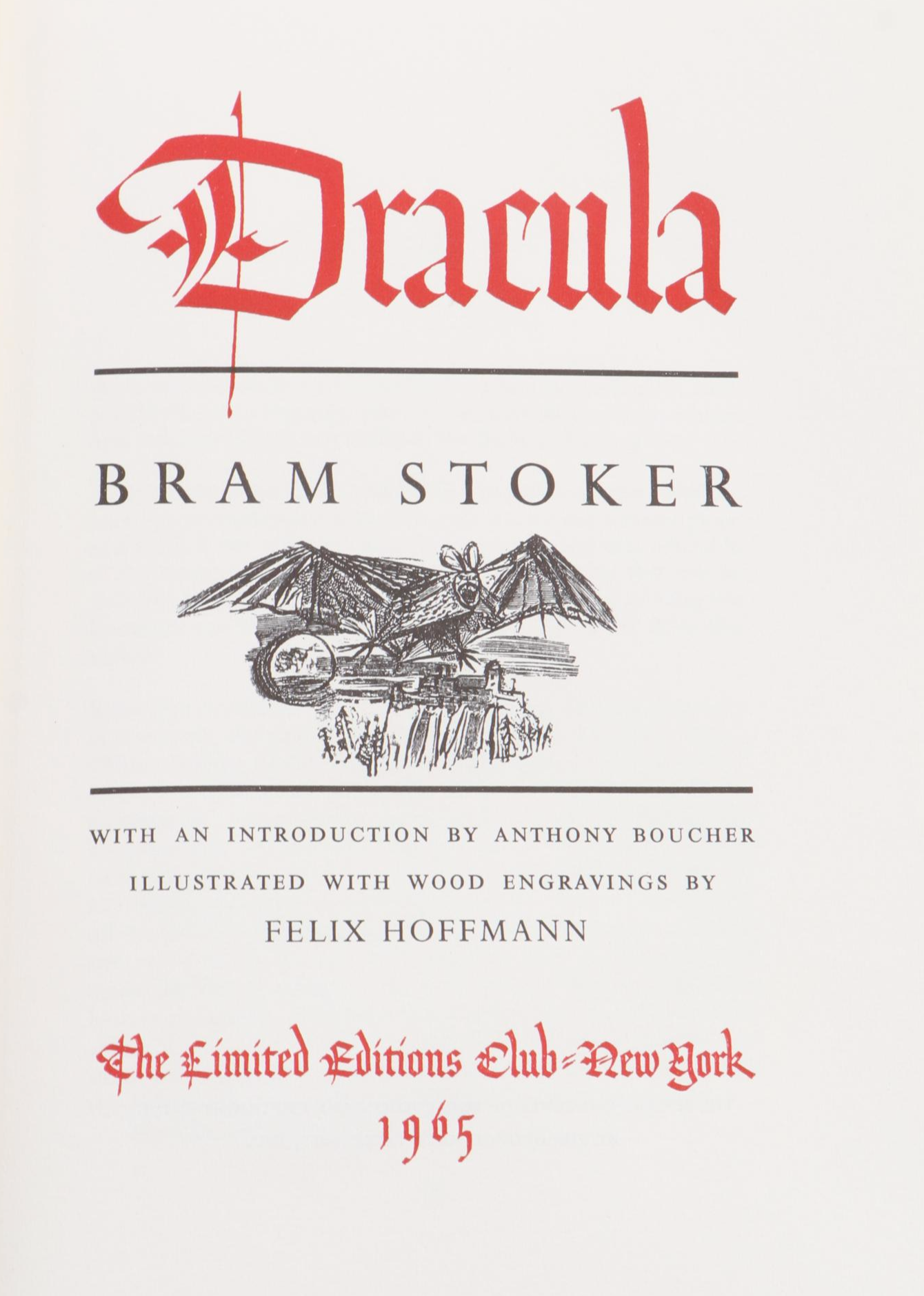 Felix Hoffman Signed Limited Editions Club "Dracula" by Bram Stoker, 1965