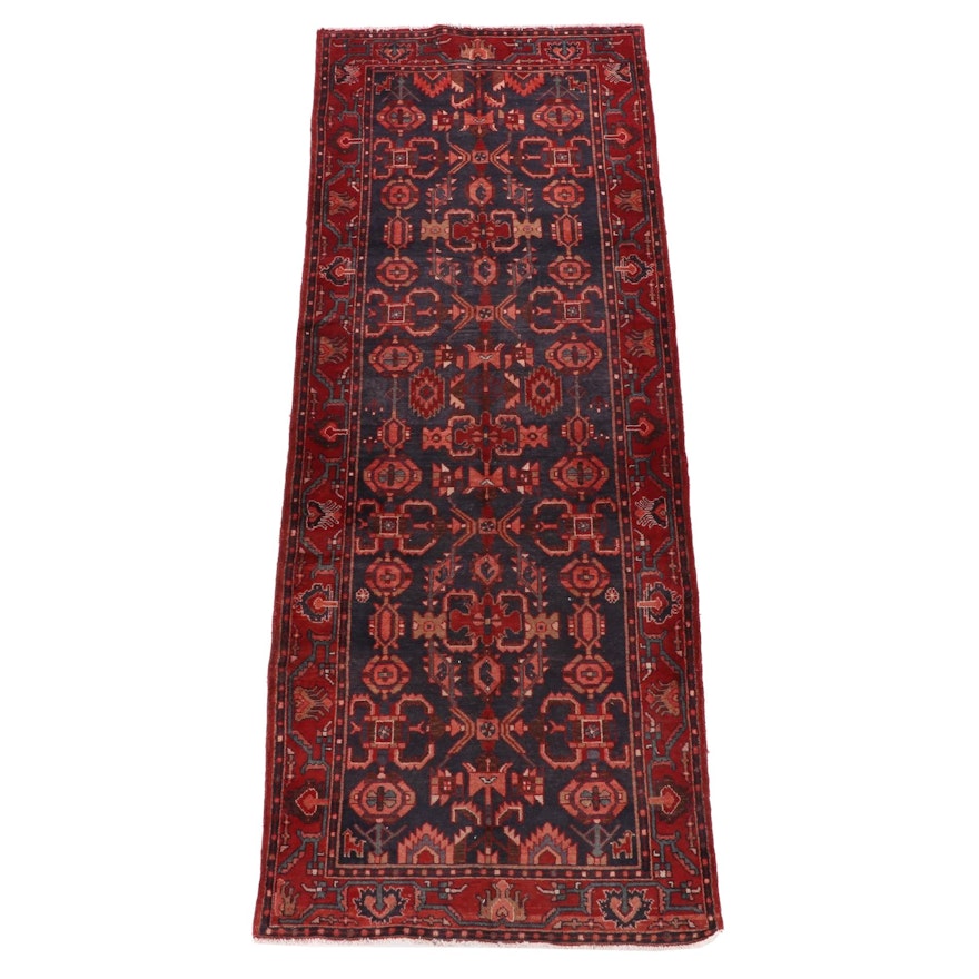 3'8 x 9'10 Hand-Knotted Persian Zanjan Wool Long Rug