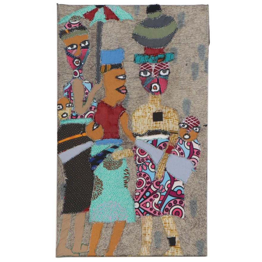 Kayode Buraimoh Mixed Media Patchwork Textile "Glorious Women," 2014