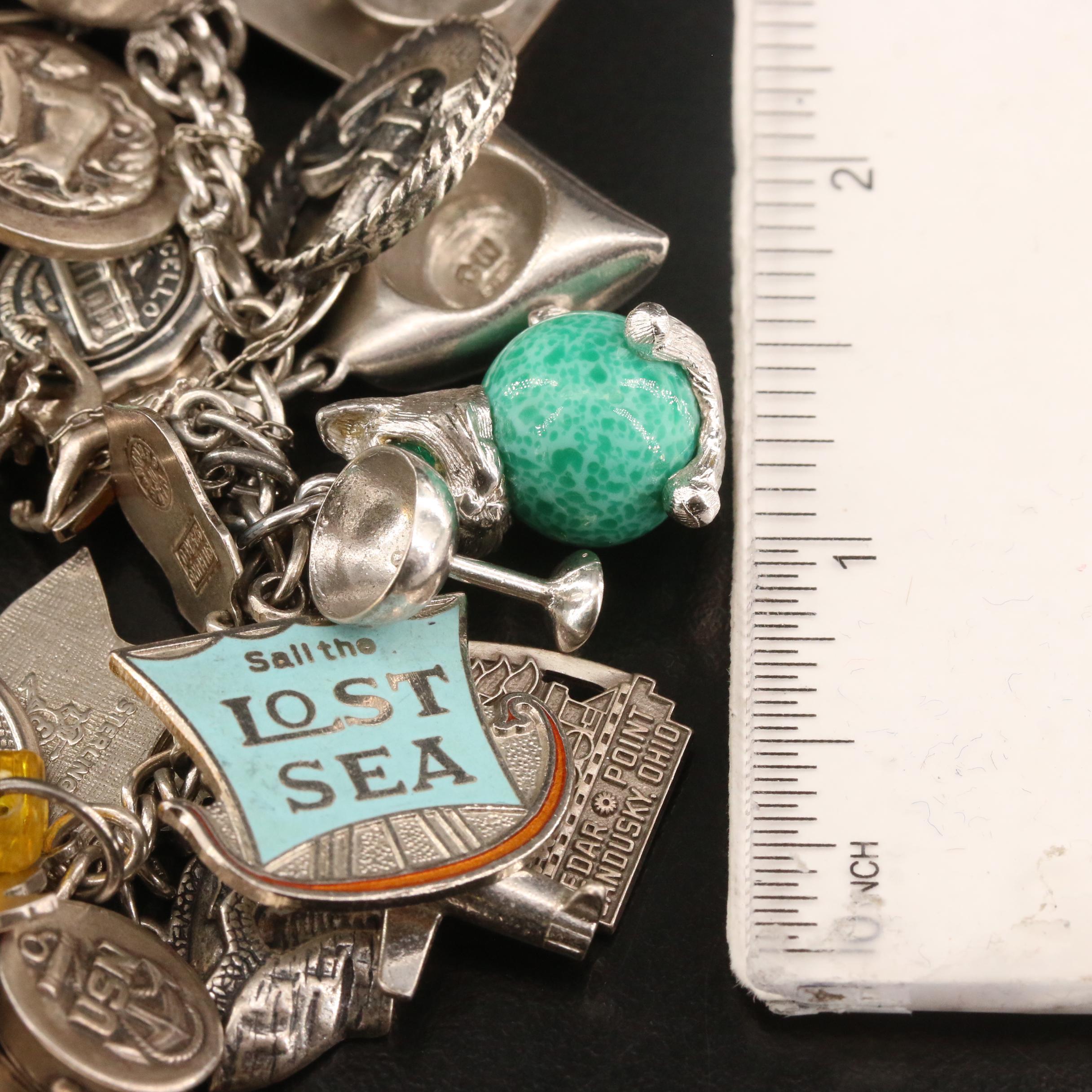 Vintage Sterling Silver Charm Bracelet Featuring Stuart Nye Dogwood Charm