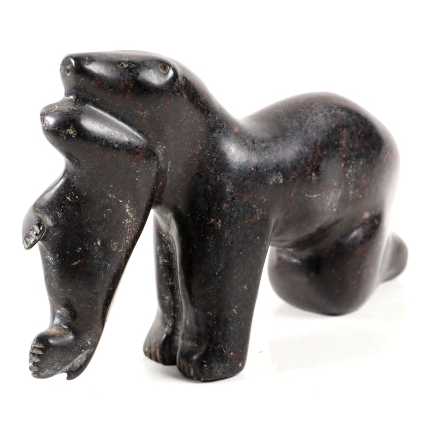 Inuit Style Stone Carving of Seals, 20th Century