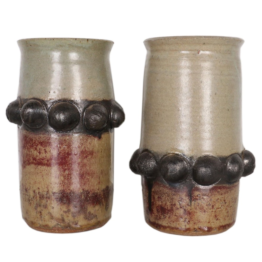 June Krutza Wheel-Thrown Stoneware Vases, Late 20th Century