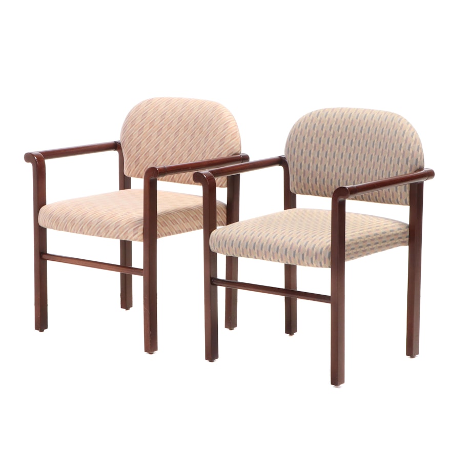Two Modern Mode Inc. "Ion Stack" Mahogany Armchairs, dated 1987