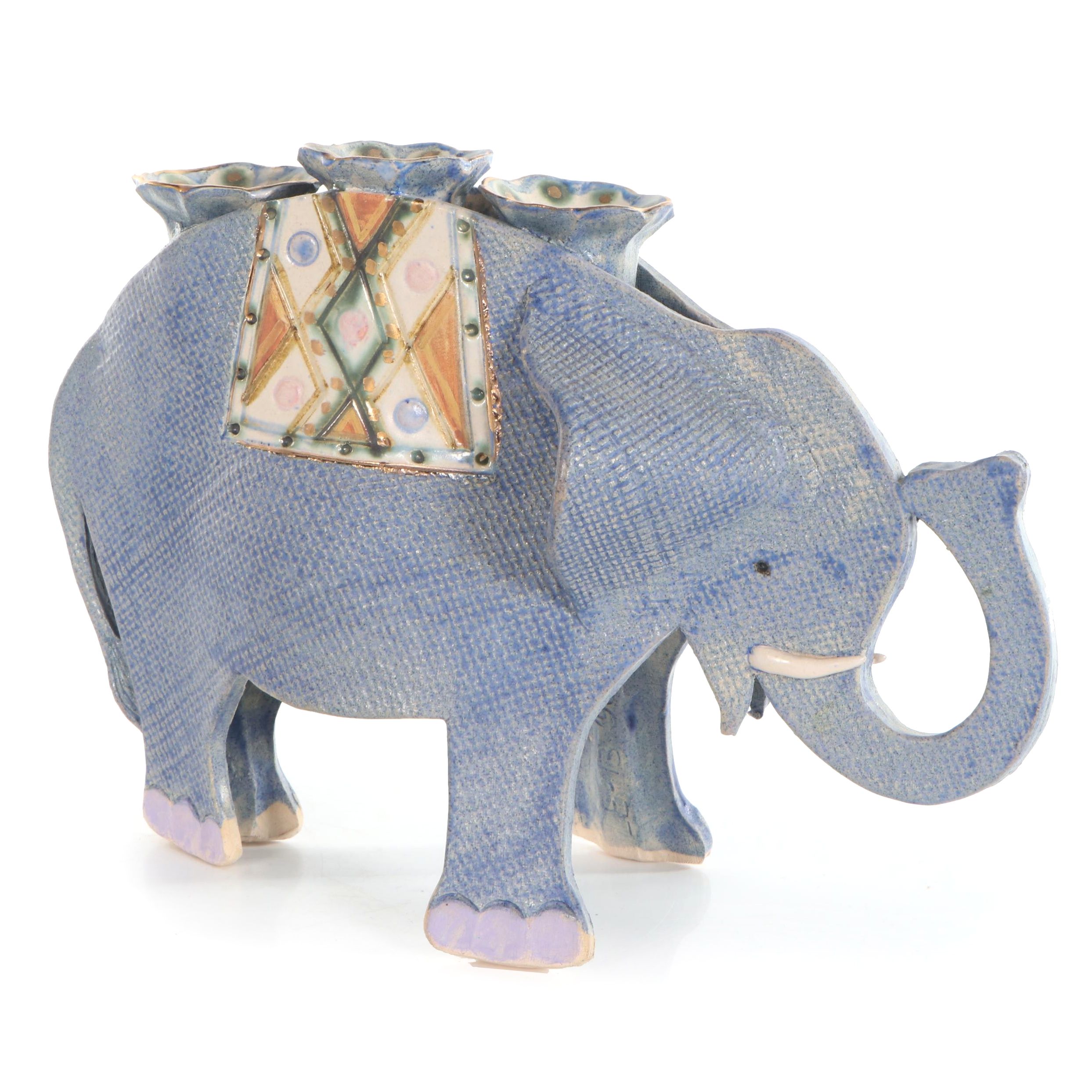 Gail Paradise Glazed Ceramic "Elephant Candelabra," 1990