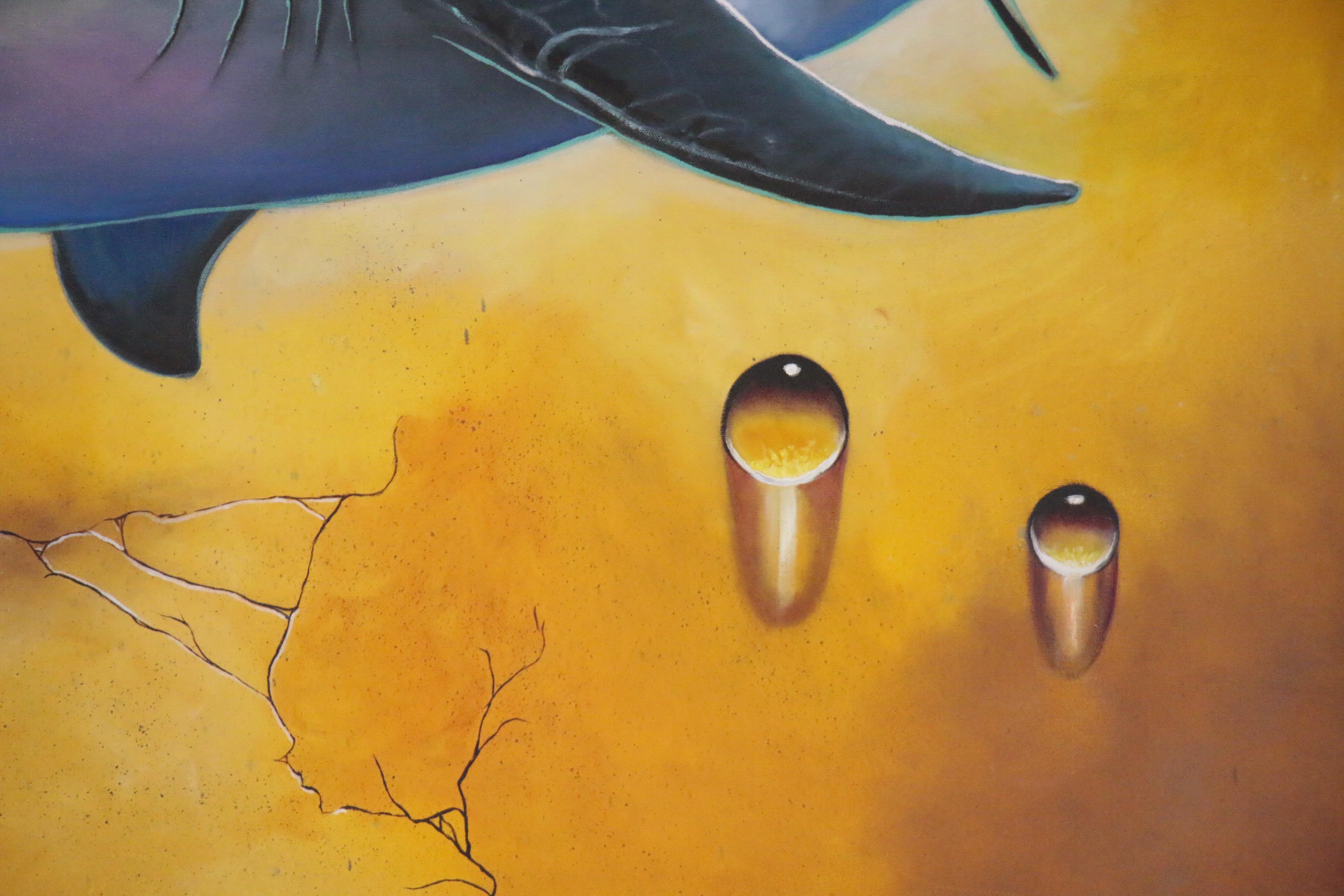 Surrealist Style Acrylic Painting of Shark, 21st Century