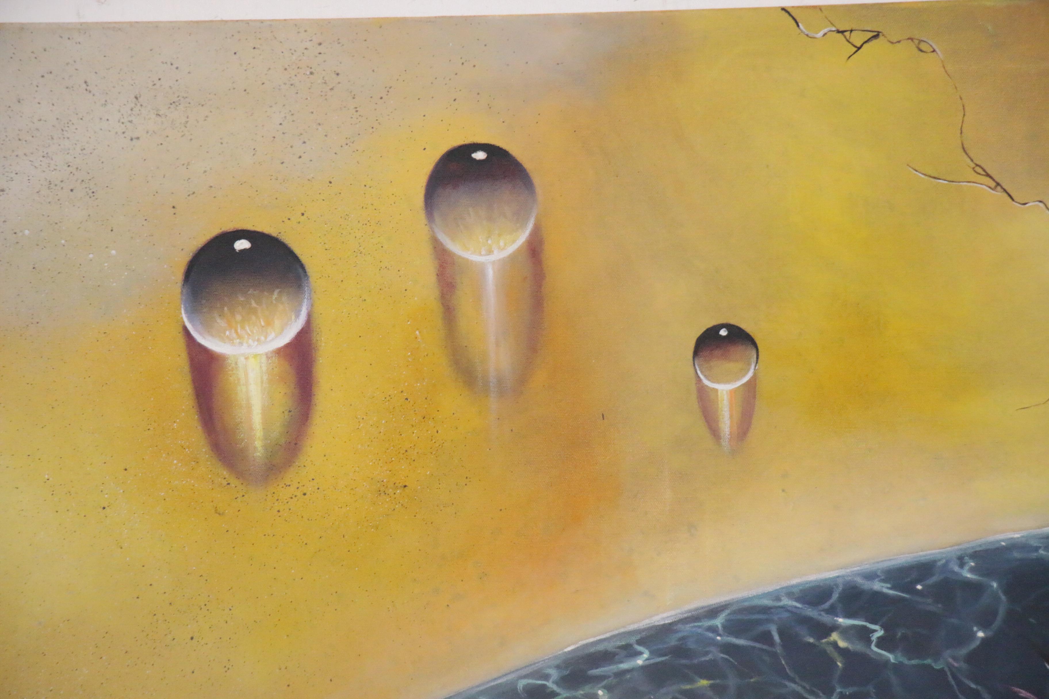 Surrealist Style Acrylic Painting of Shark, 21st Century