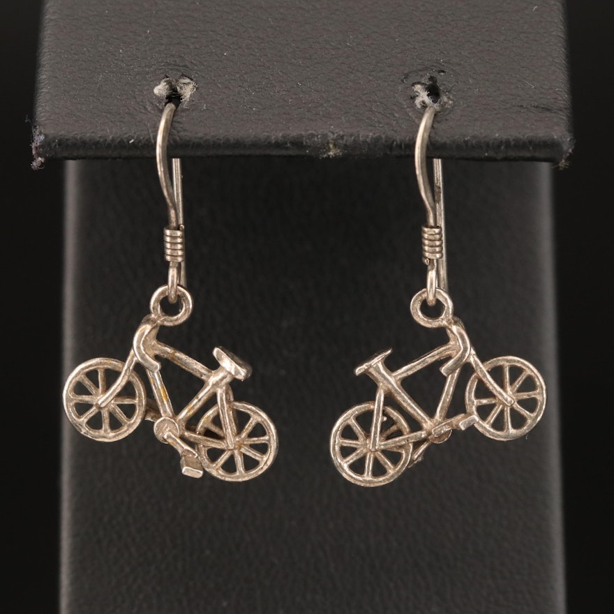 Sterling Silver Bicycle Earrings