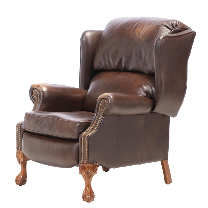 La-Z-Boy "Designer's Choice" Mahogany and Brown Leather Wingback Recliner