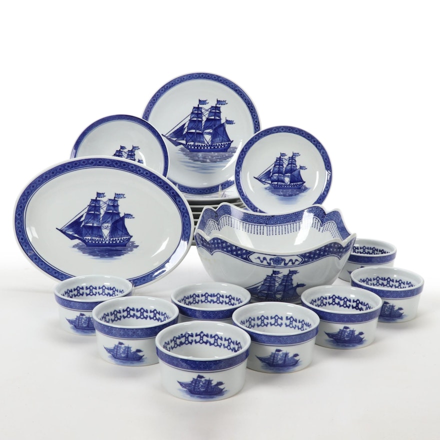 Blue and White Porcelain Dishware and Other Table Accessories