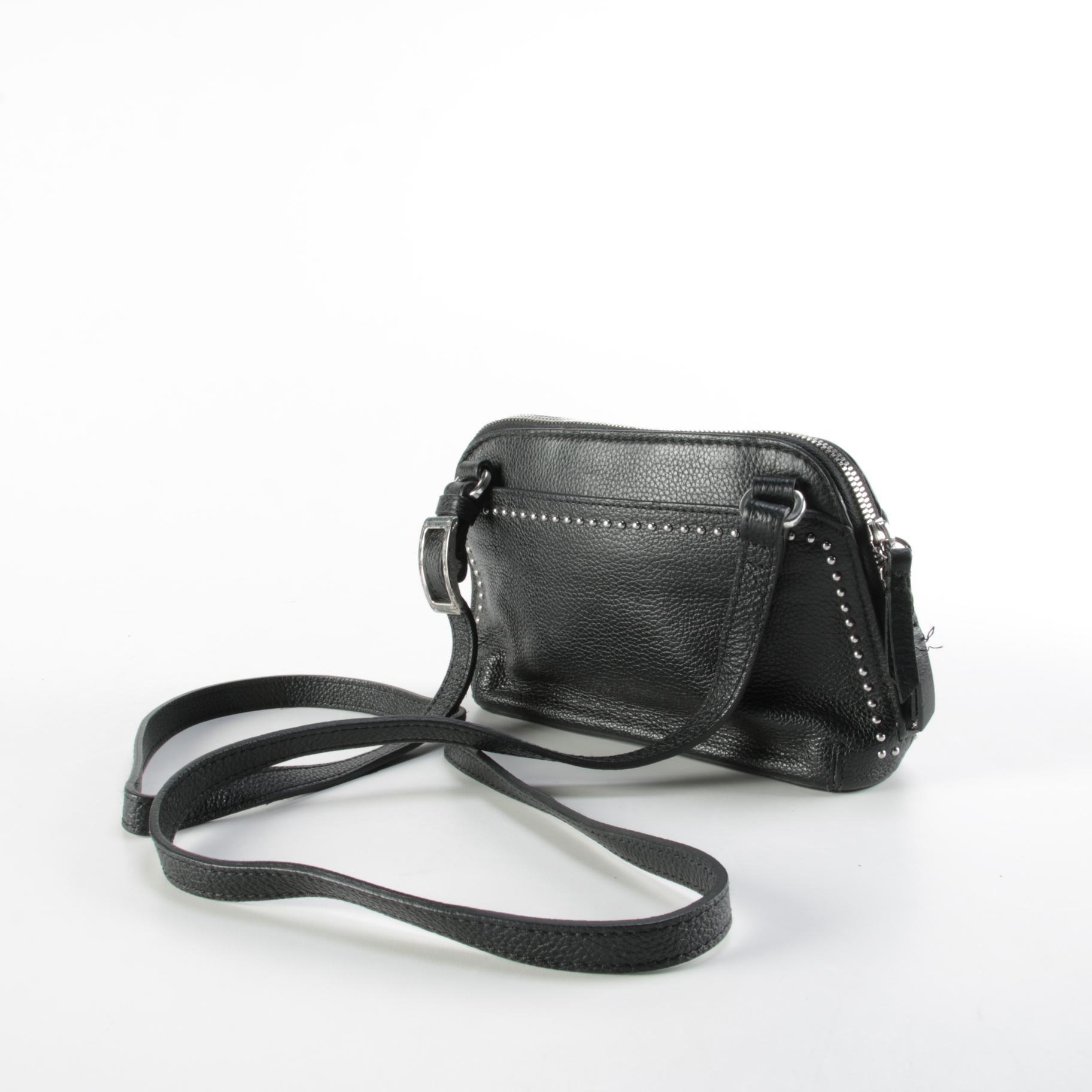 Brighton Pretty Tough Collection Black Leather Downtown Organizer Crossbody Bag