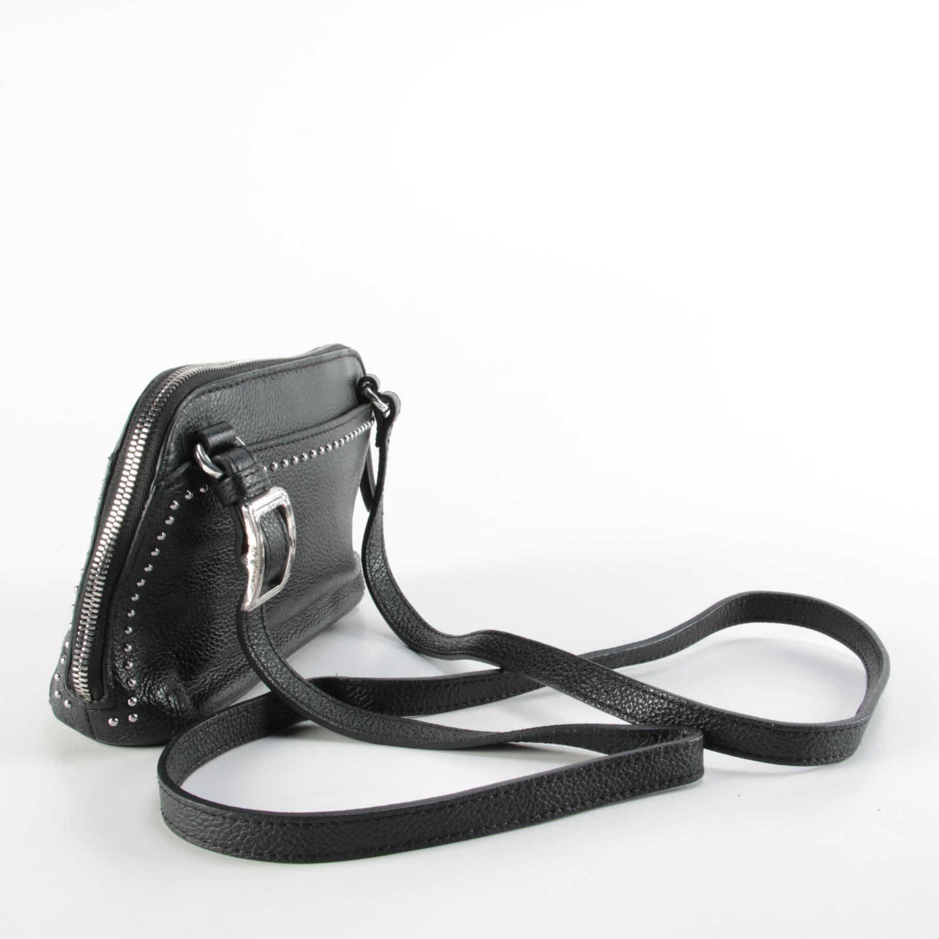 Brighton Pretty Tough Collection Black Leather Downtown Organizer Crossbody Bag