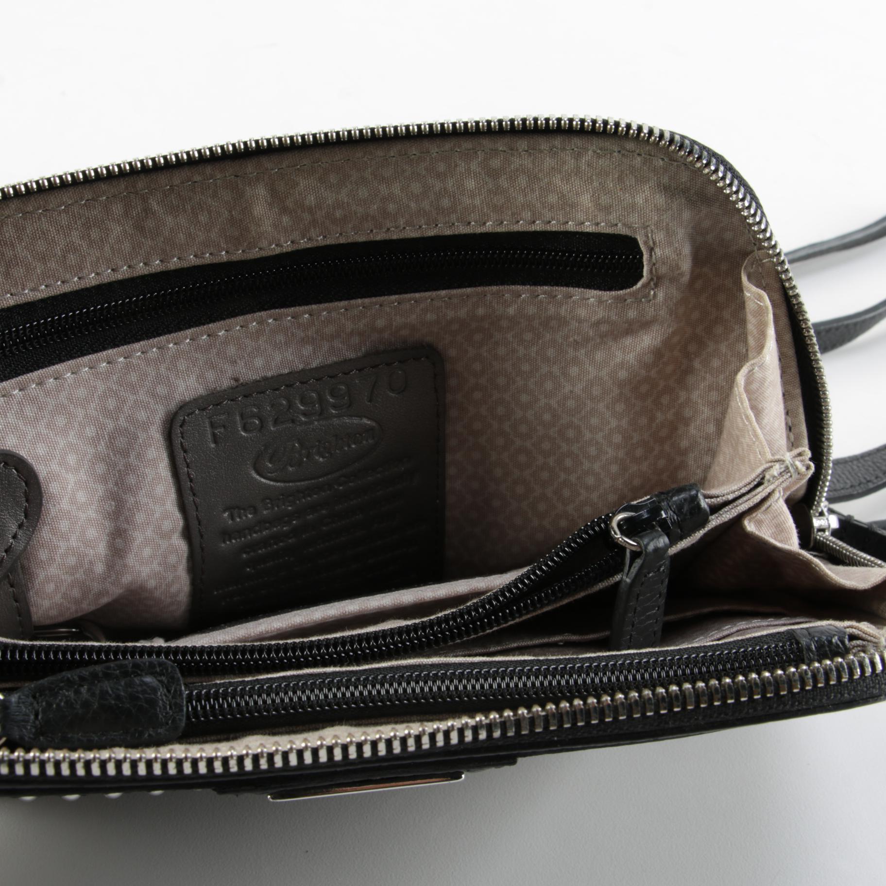 Brighton Pretty Tough Collection Black Leather Downtown Organizer Crossbody Bag