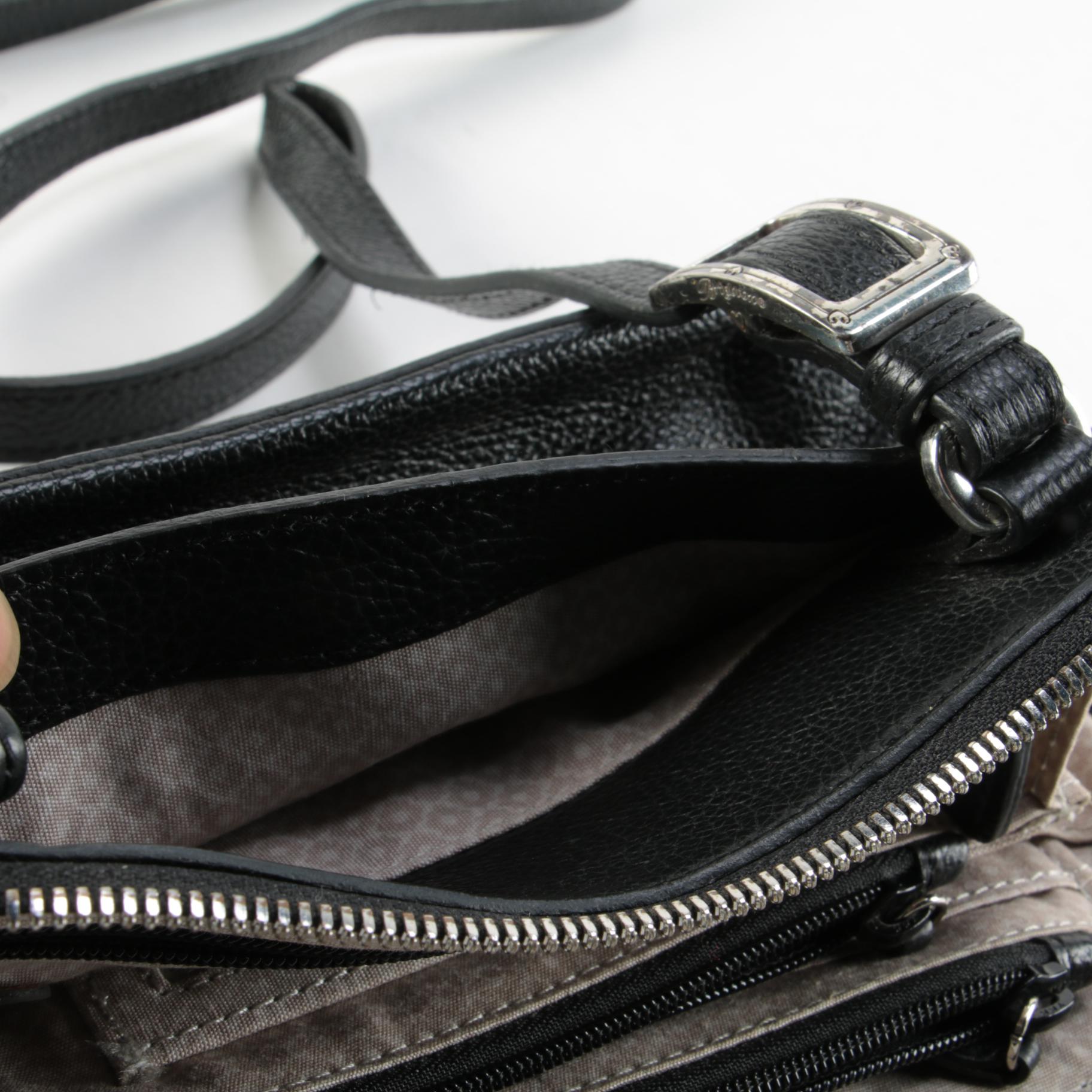 Brighton Pretty Tough Collection Black Leather Downtown Organizer Crossbody Bag