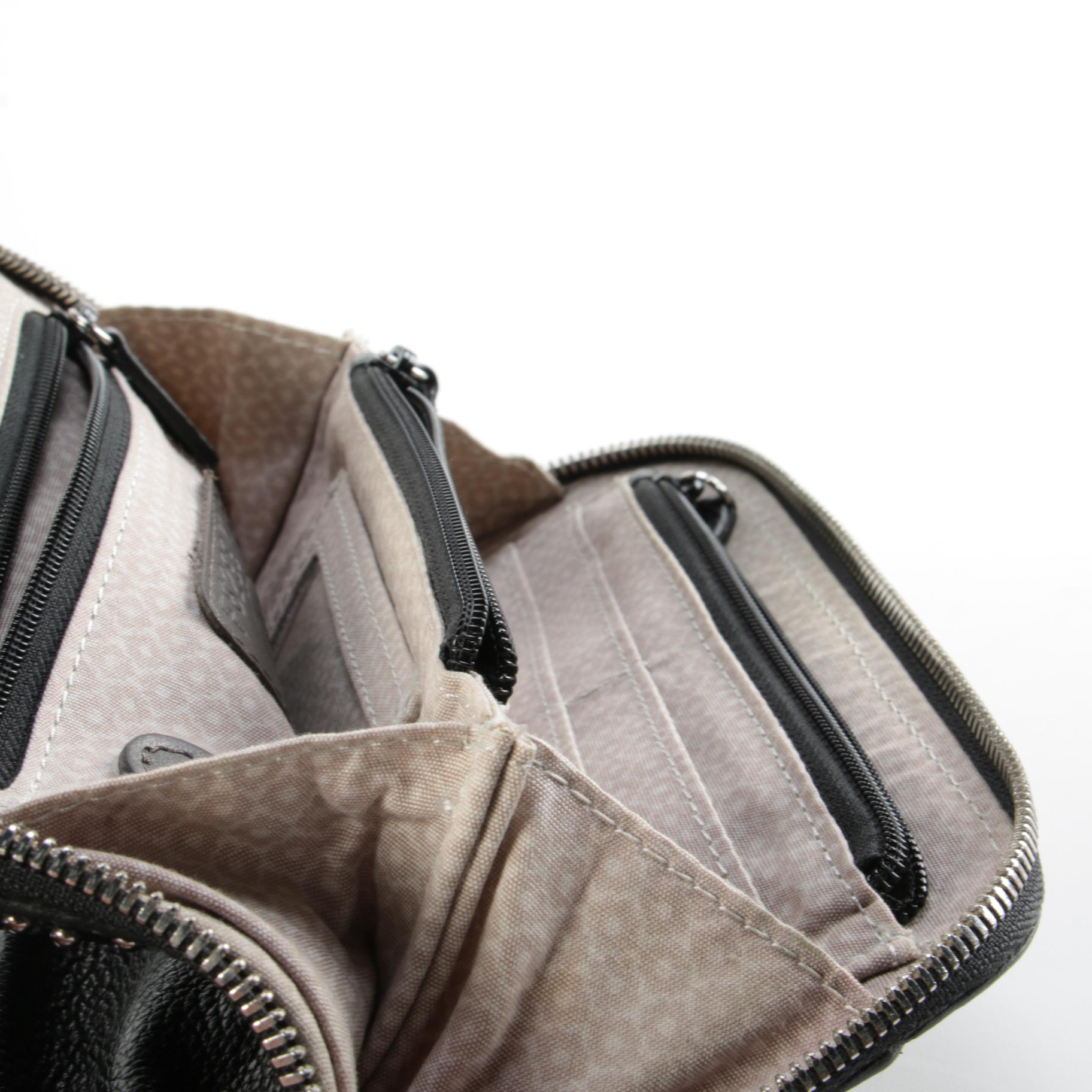 Brighton Pretty Tough Collection Black Leather Downtown Organizer Crossbody Bag