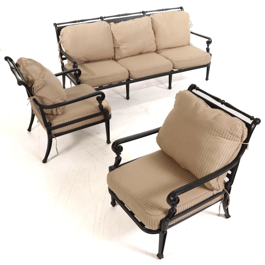 Frontgate "Carlisle" Outdoor Patio Sofa and Chairs in Slate Finish