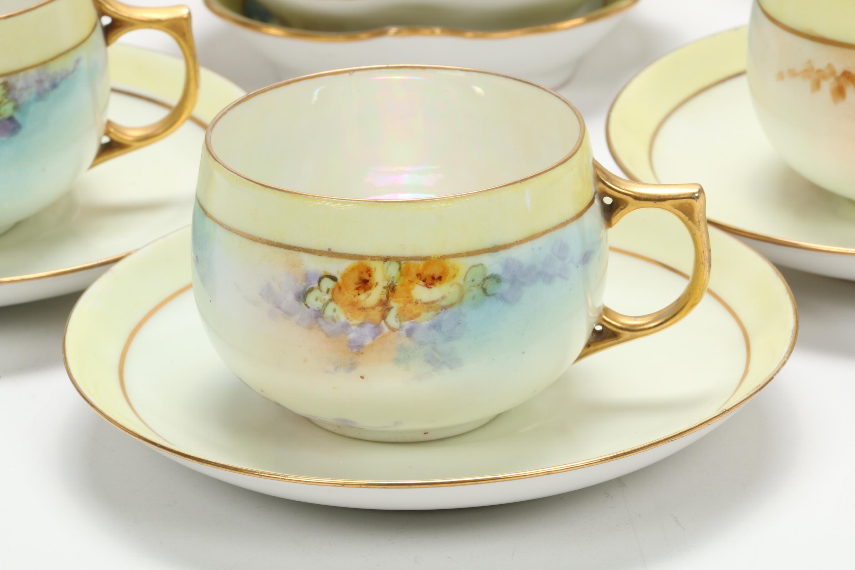 Hobbyist Hand-Painted Porcelain Dinnerware, Early to Mid 20th Century