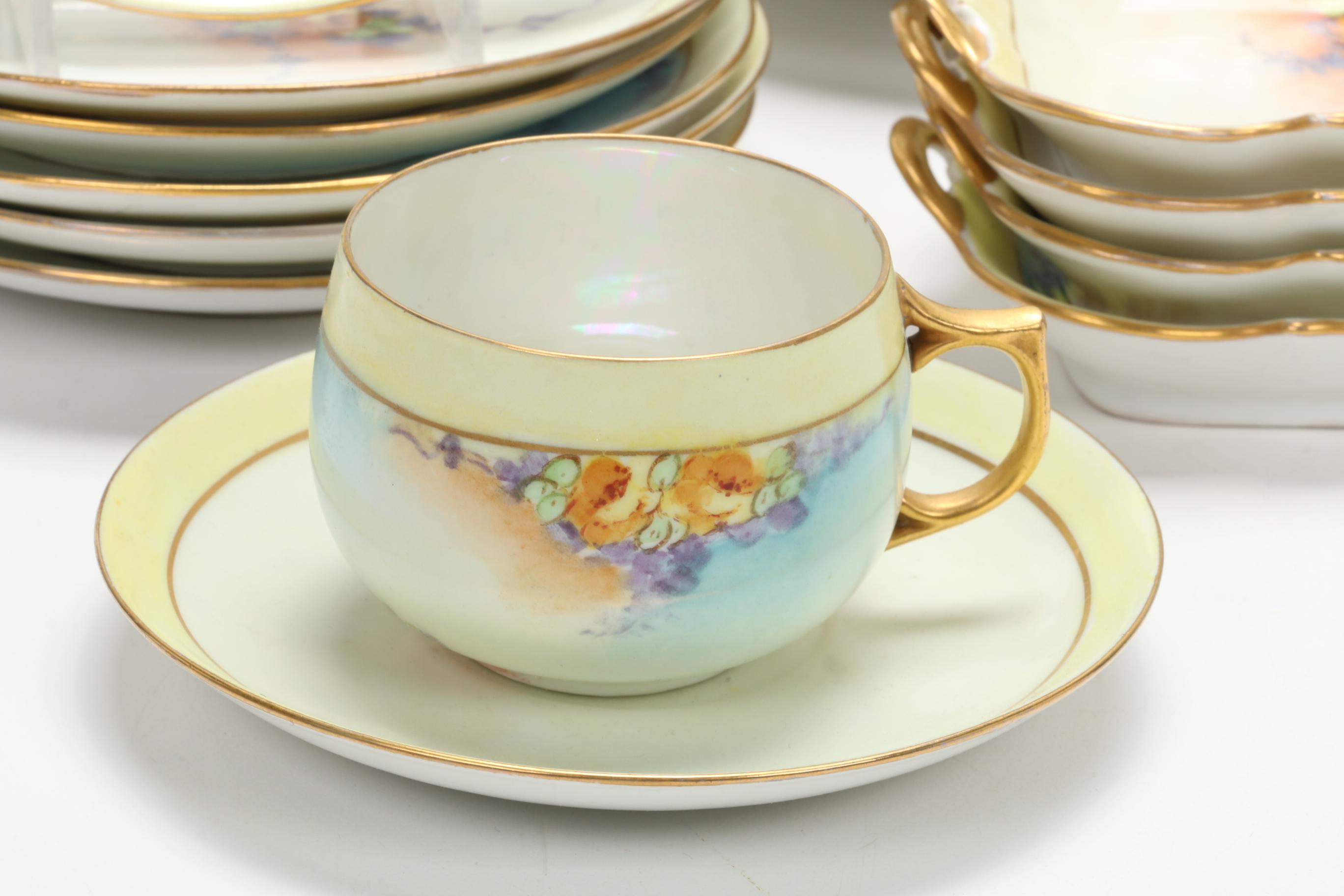 Hobbyist Hand-Painted Porcelain Dinnerware, Early to Mid 20th Century