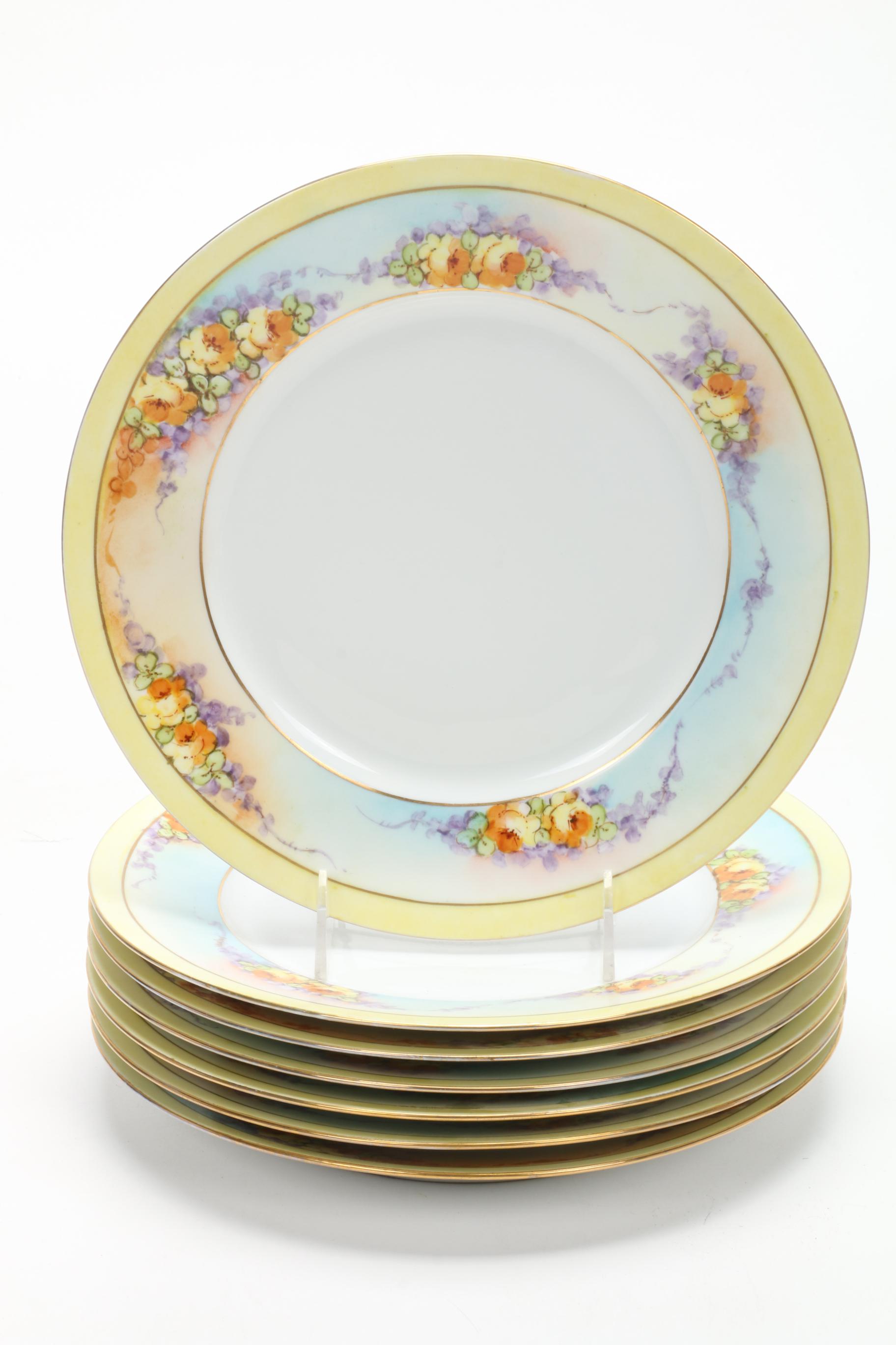 Hobbyist Hand-Painted Porcelain Dinnerware, Early to Mid 20th Century