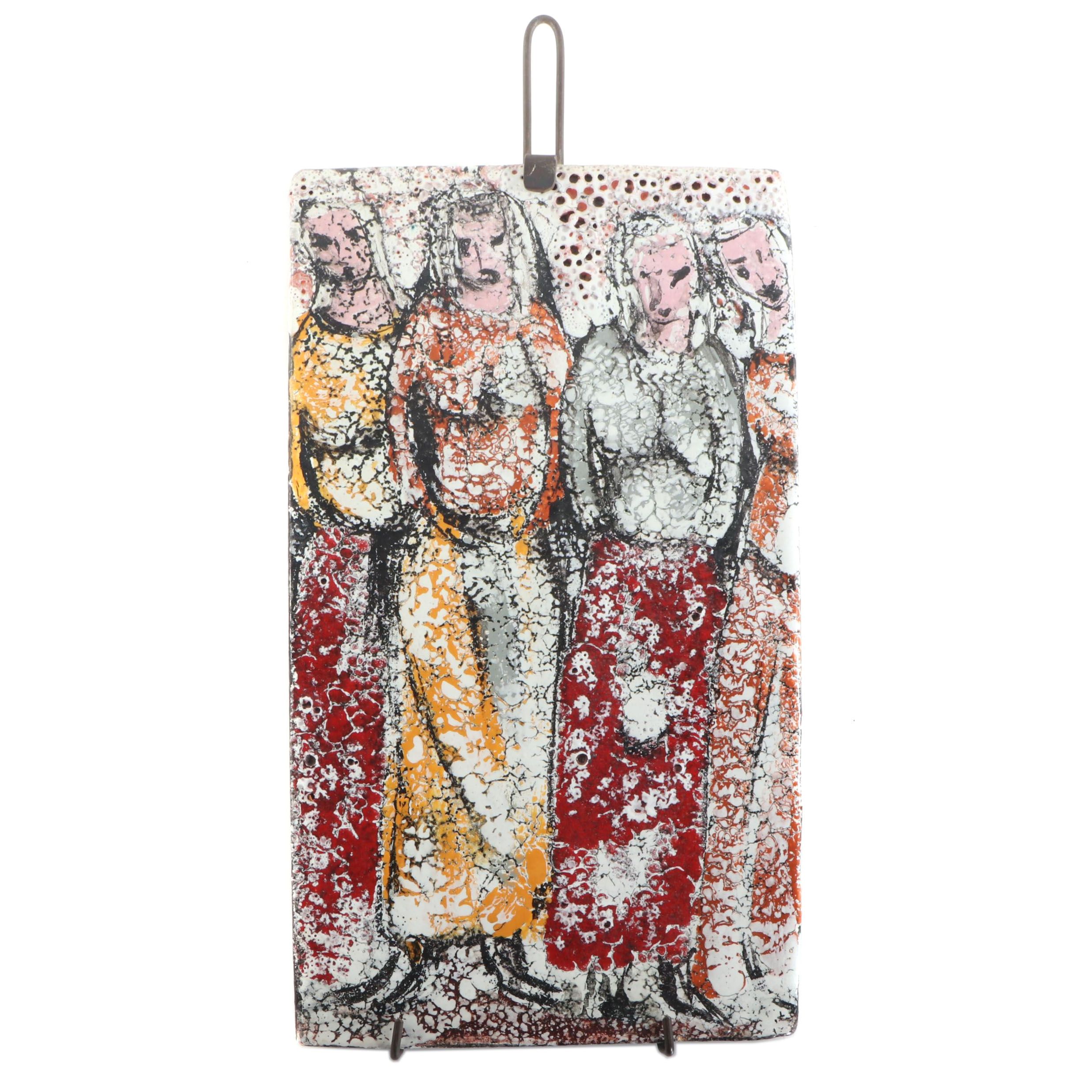 Raymor Italy Glazed Ceramic "Four Figures Plaque," circa 1950