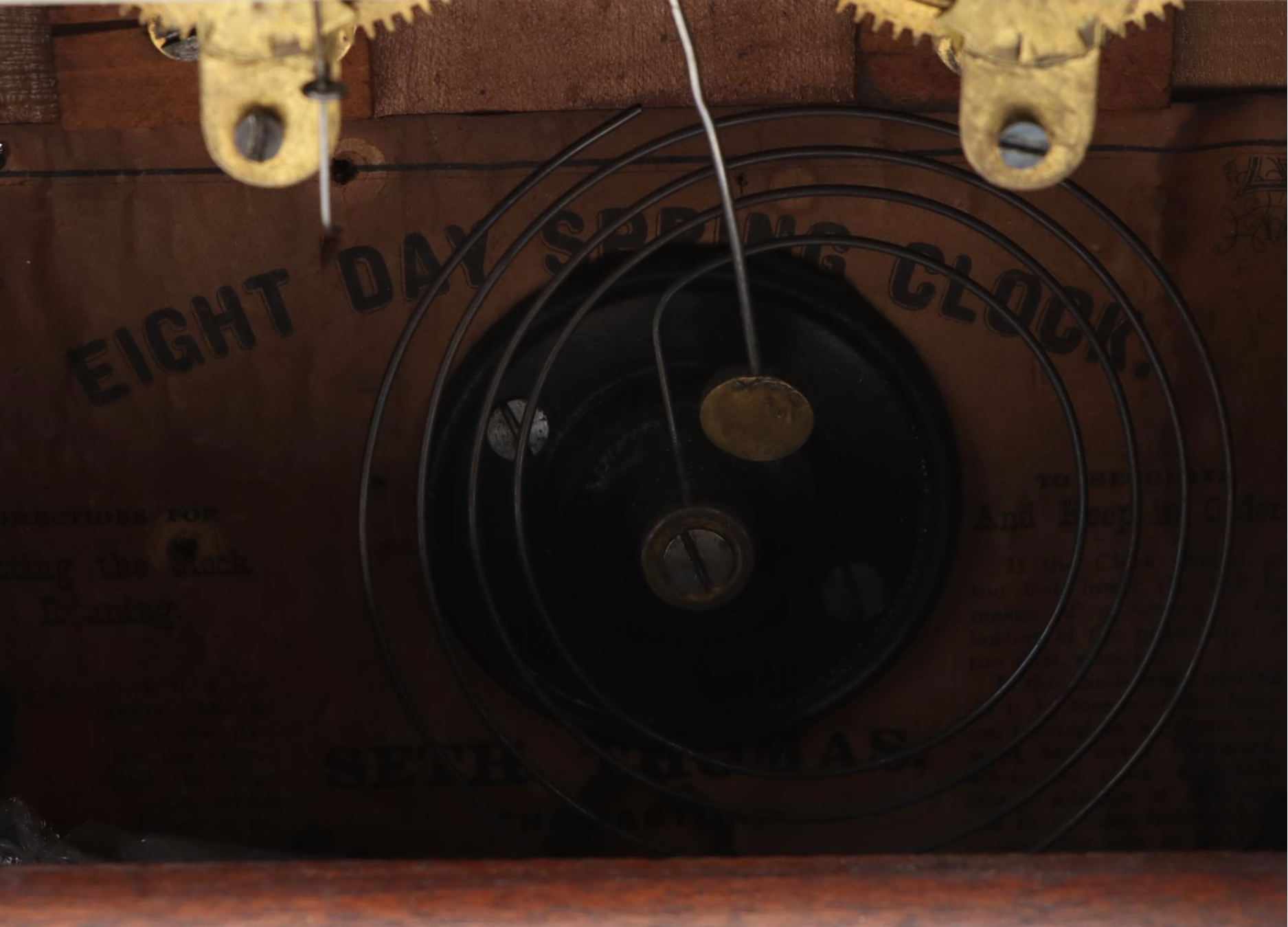 Seth Thomas Oak Mantel Clock with Centennial Exposition Reverse Glass Panel