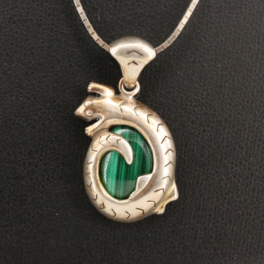 Relios Sterling Malachite Lizard Necklace