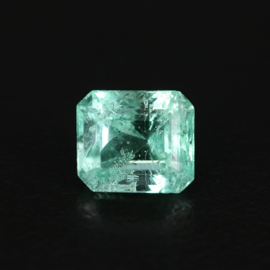 Loose 1.19 CT Cut Corner Square Faceted Emerald