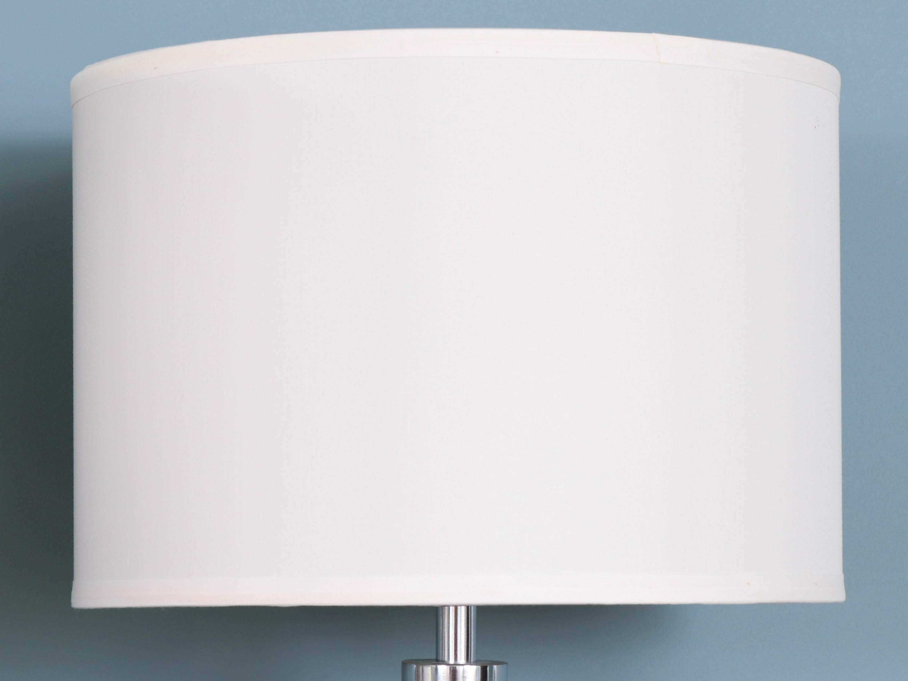 Modern Chrome Table Lamps with Fabric Drum Shades