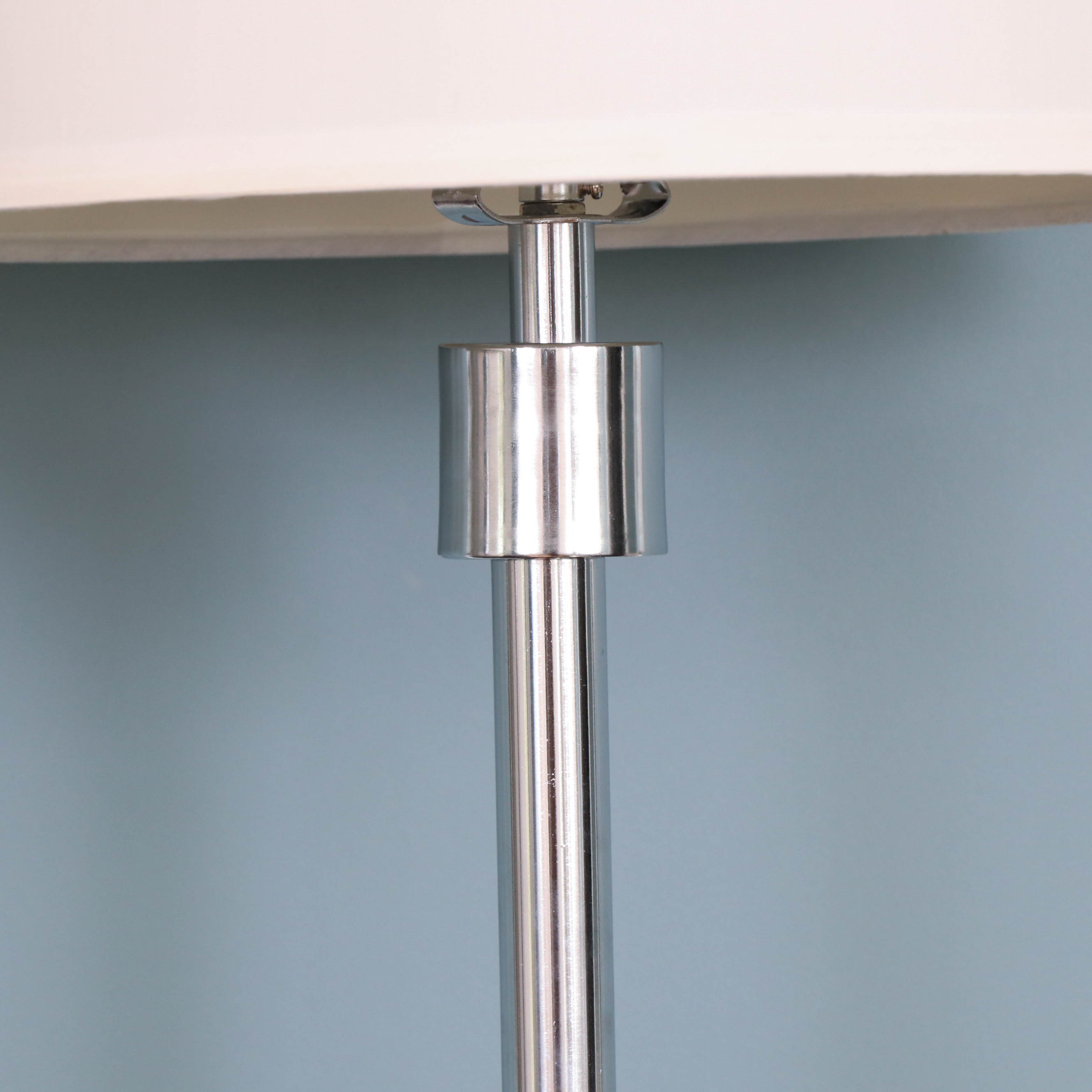 Modern Chrome Table Lamps with Fabric Drum Shades