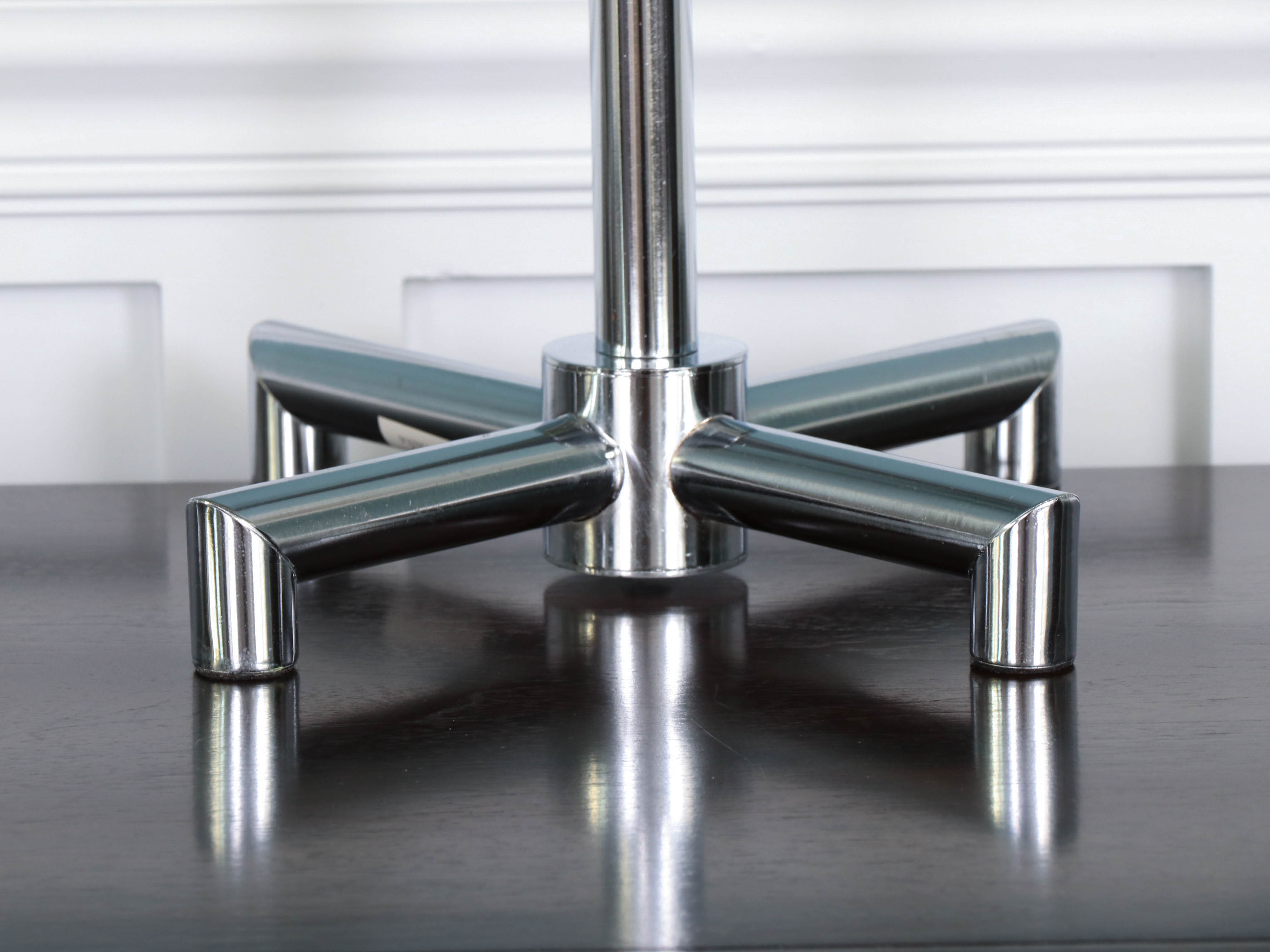 Modern Chrome Table Lamps with Fabric Drum Shades