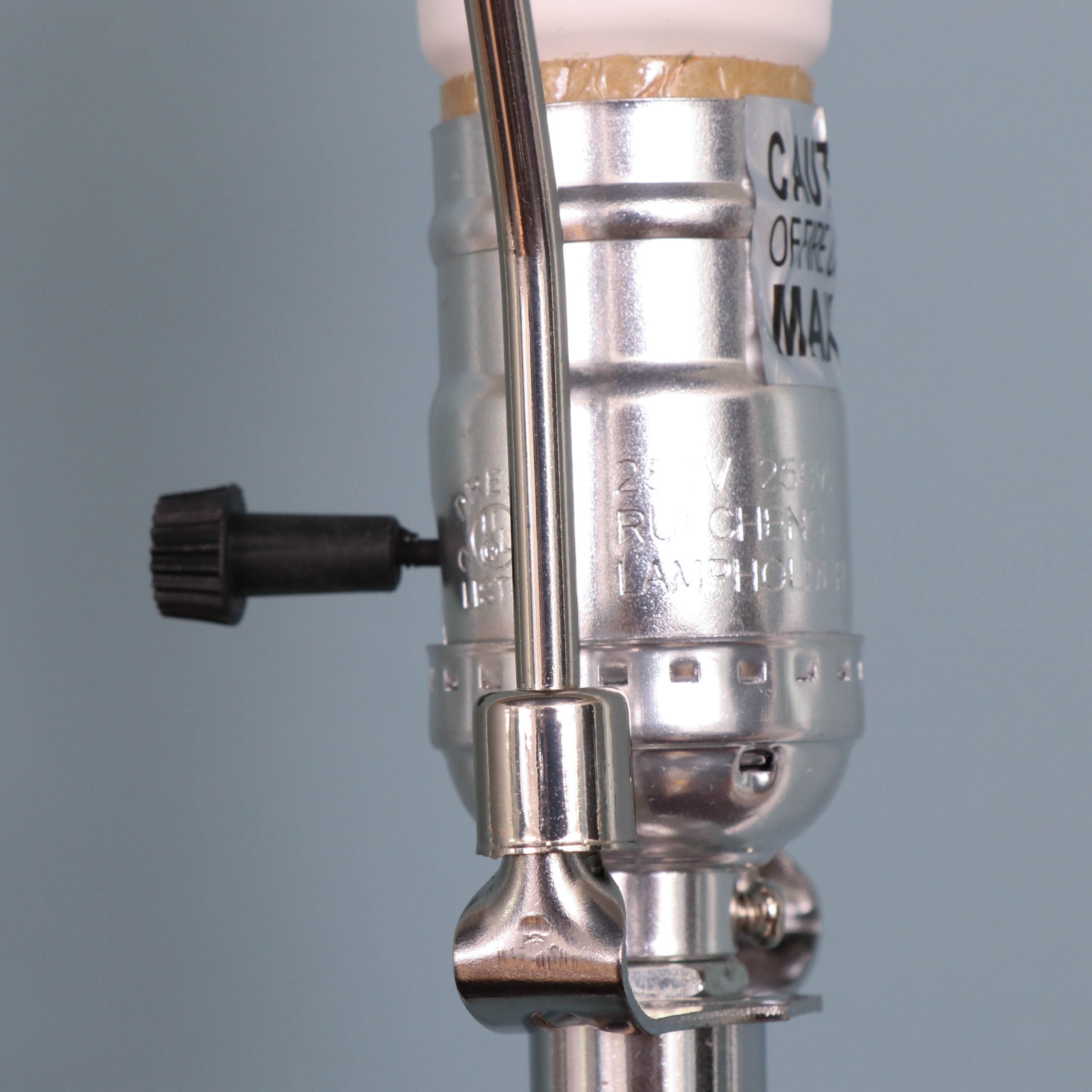 Modern Chrome Table Lamps with Fabric Drum Shades