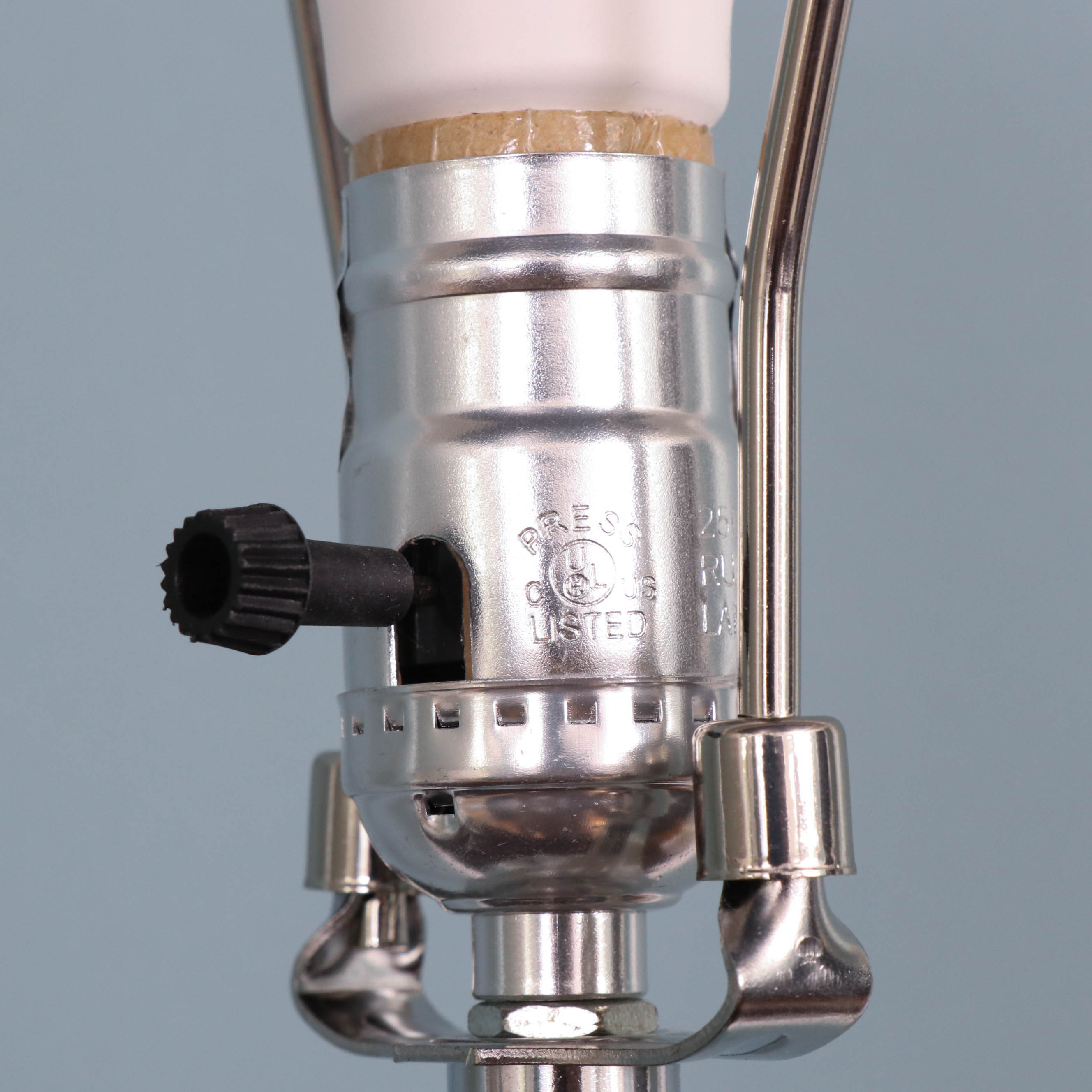 Modern Chrome Table Lamps with Fabric Drum Shades