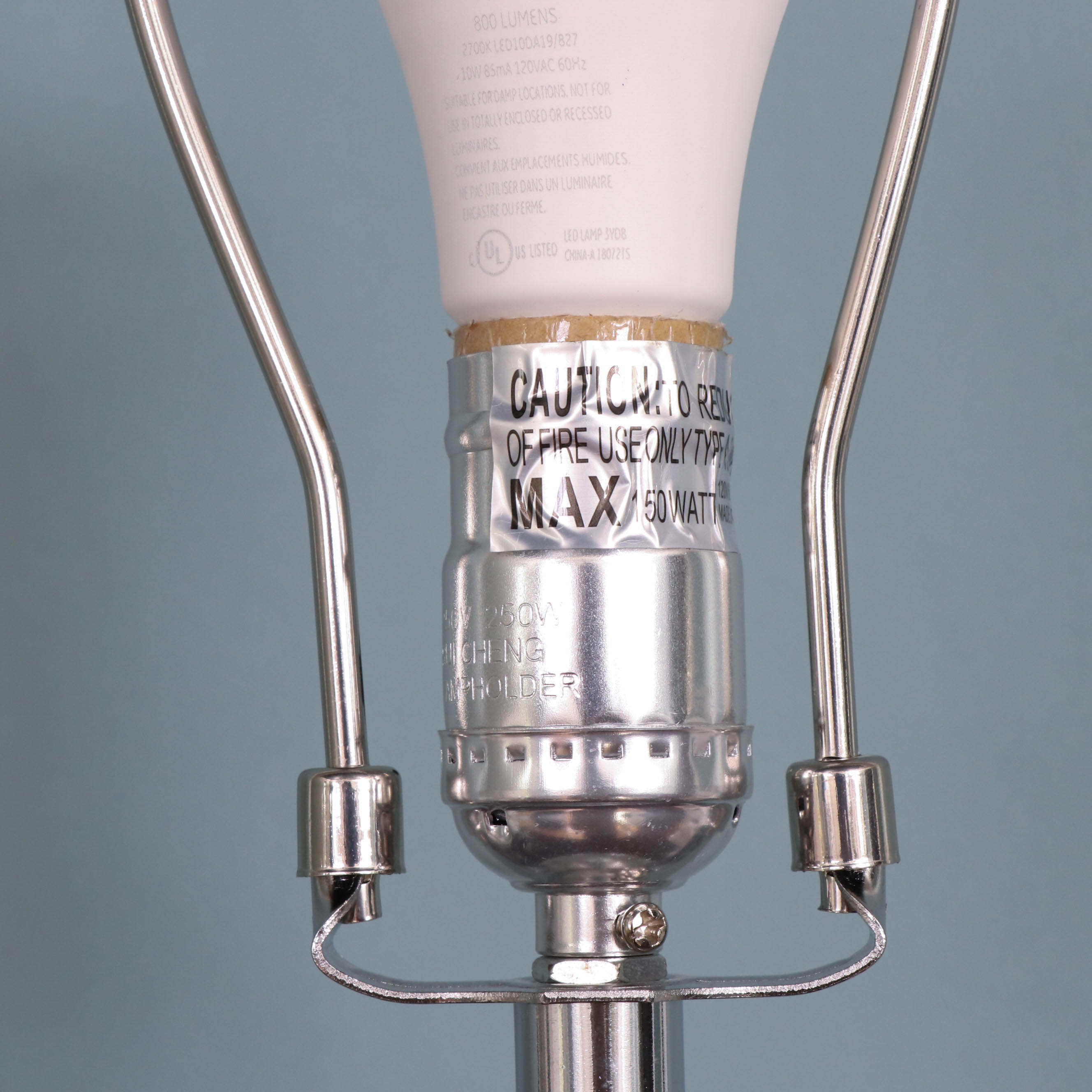 Modern Chrome Table Lamps with Fabric Drum Shades