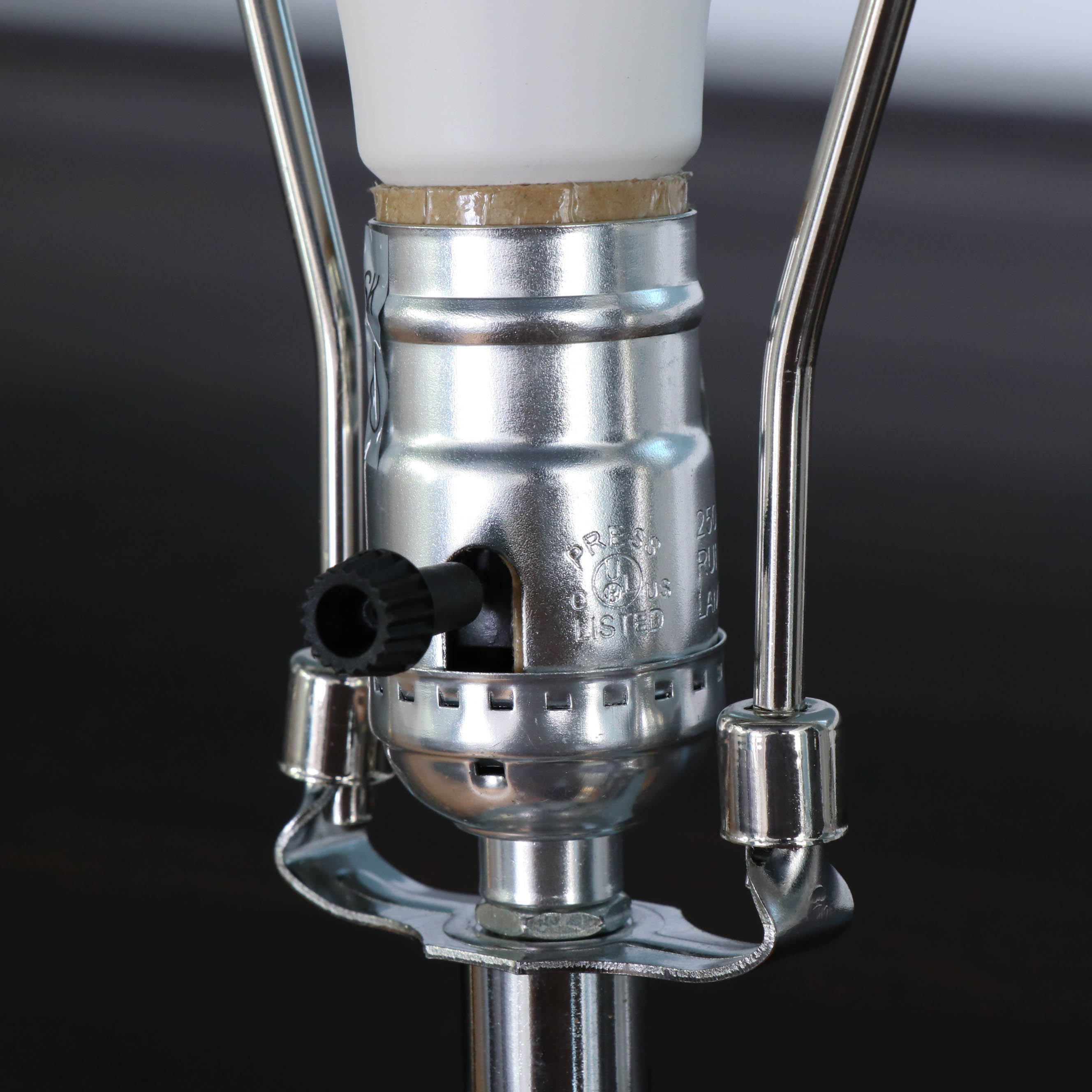 Modern Chrome Table Lamps with Fabric Drum Shades