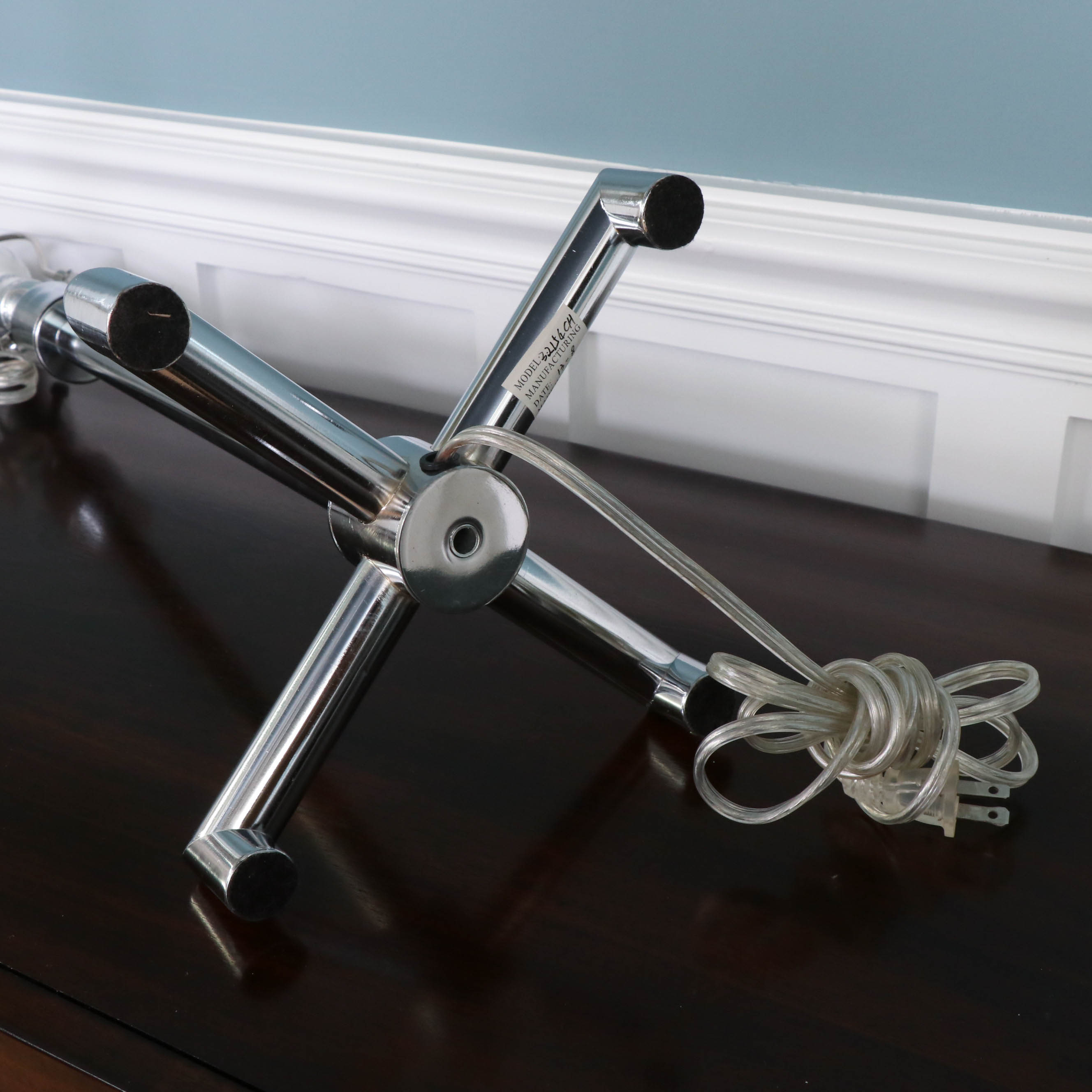 Modern Chrome Table Lamps with Fabric Drum Shades