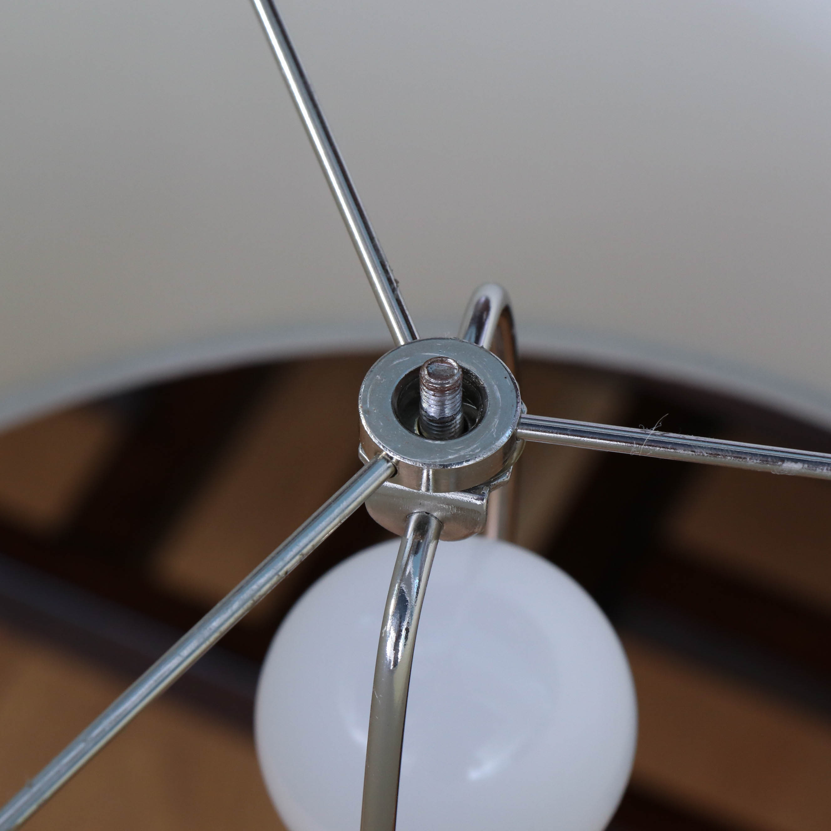 Modern Chrome Table Lamps with Fabric Drum Shades